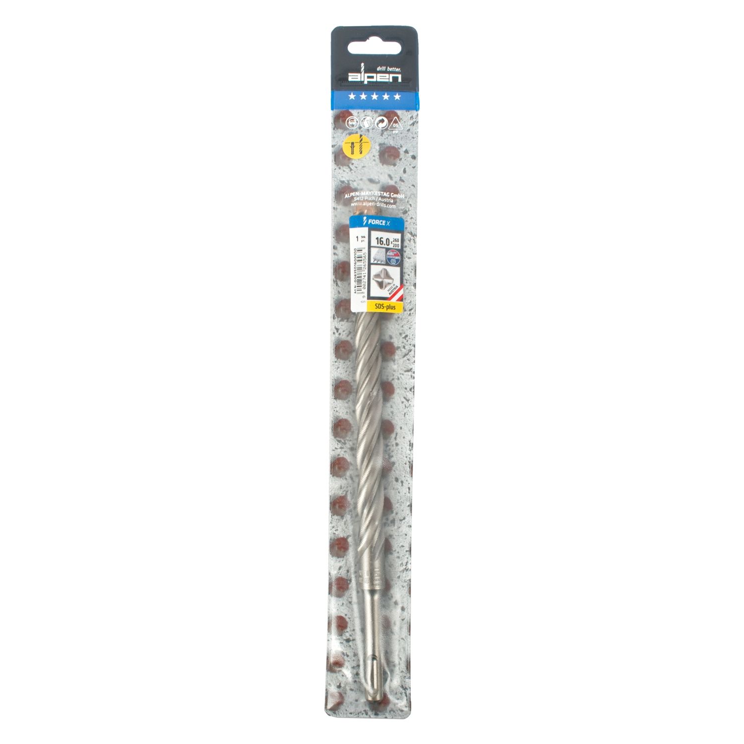 Force X 16.0 X 260/200 Sds-plus Rebar Drill Bit X4 Cutting Edges