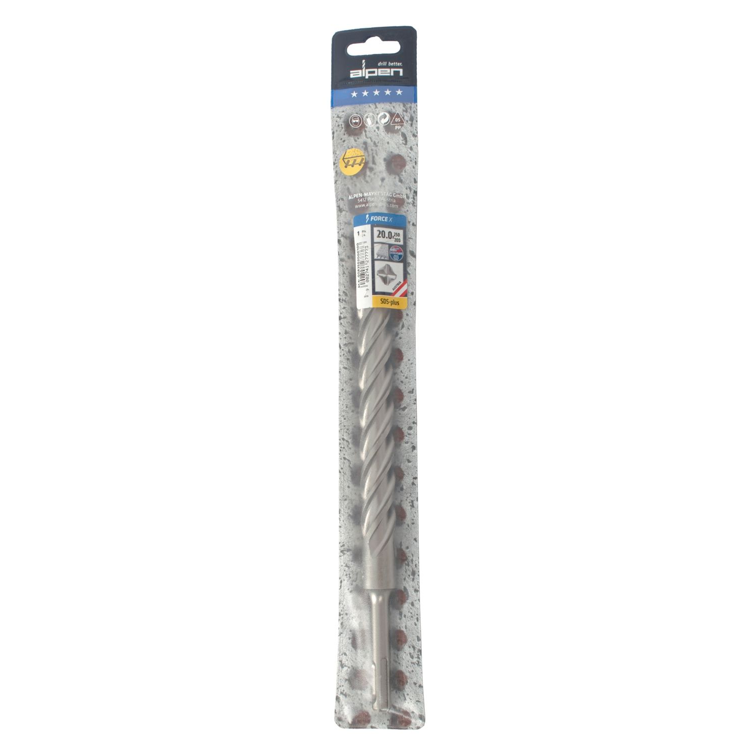 Force X 20.0 X 250/200 Sds-plus Rebar Drill Bit X4 Cutting Edges