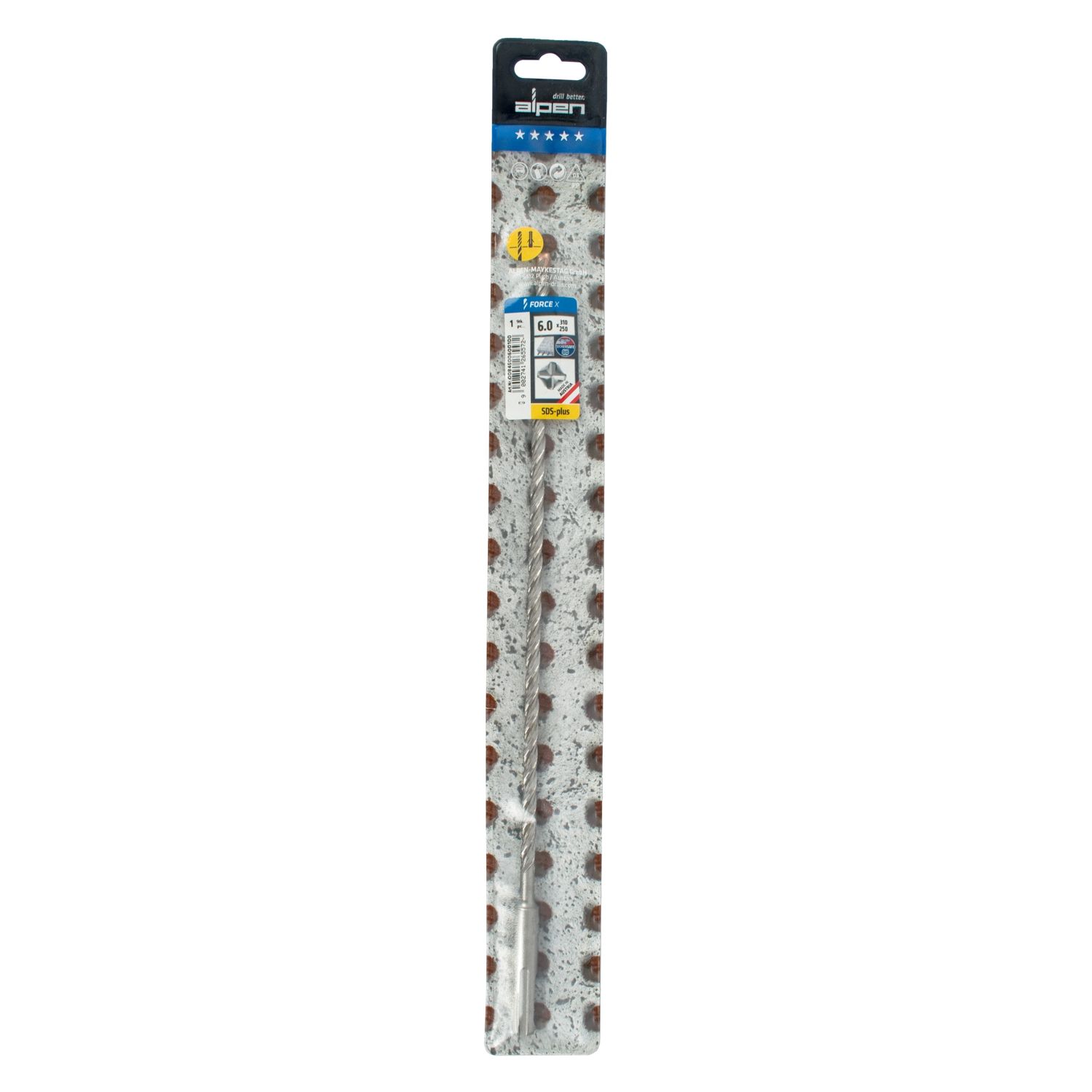 Force X 6.0 X 310/250 Sds-plus Rebar Drill Bit X4 Cutting Edges