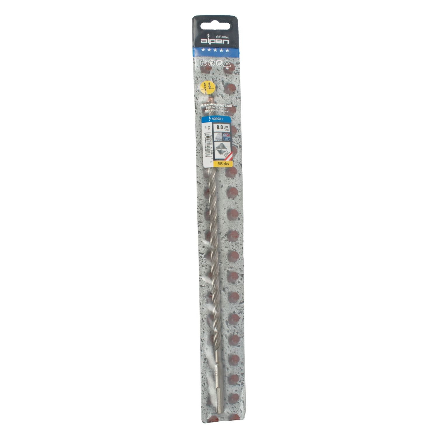 Force X 8.0 X 310/250 Sds-plus Rebar Drill Bit X4 Cutting Edges