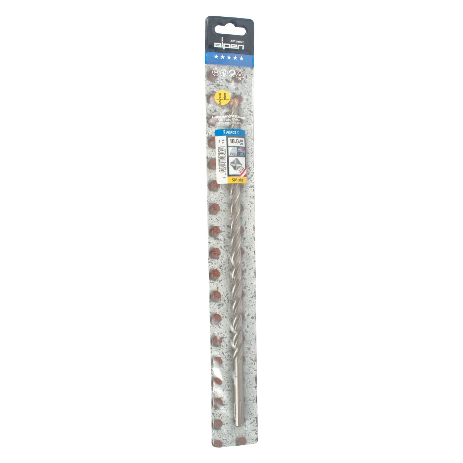 Force X 10.0 X 310/250 Sds-plus Rebar Drill Bit X4 Cutting Edges