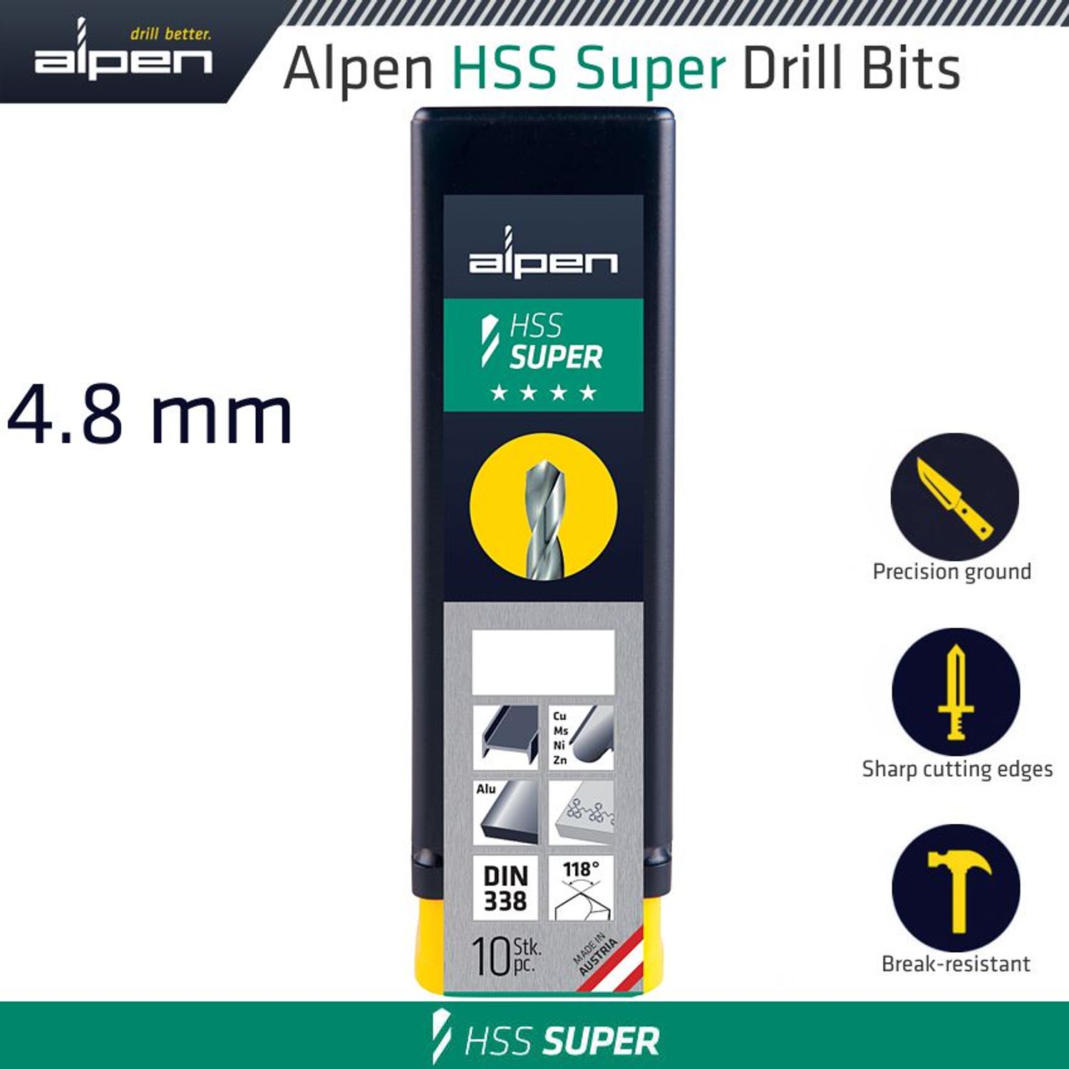 Hss Super Drill Bit 4.8mm Bulk