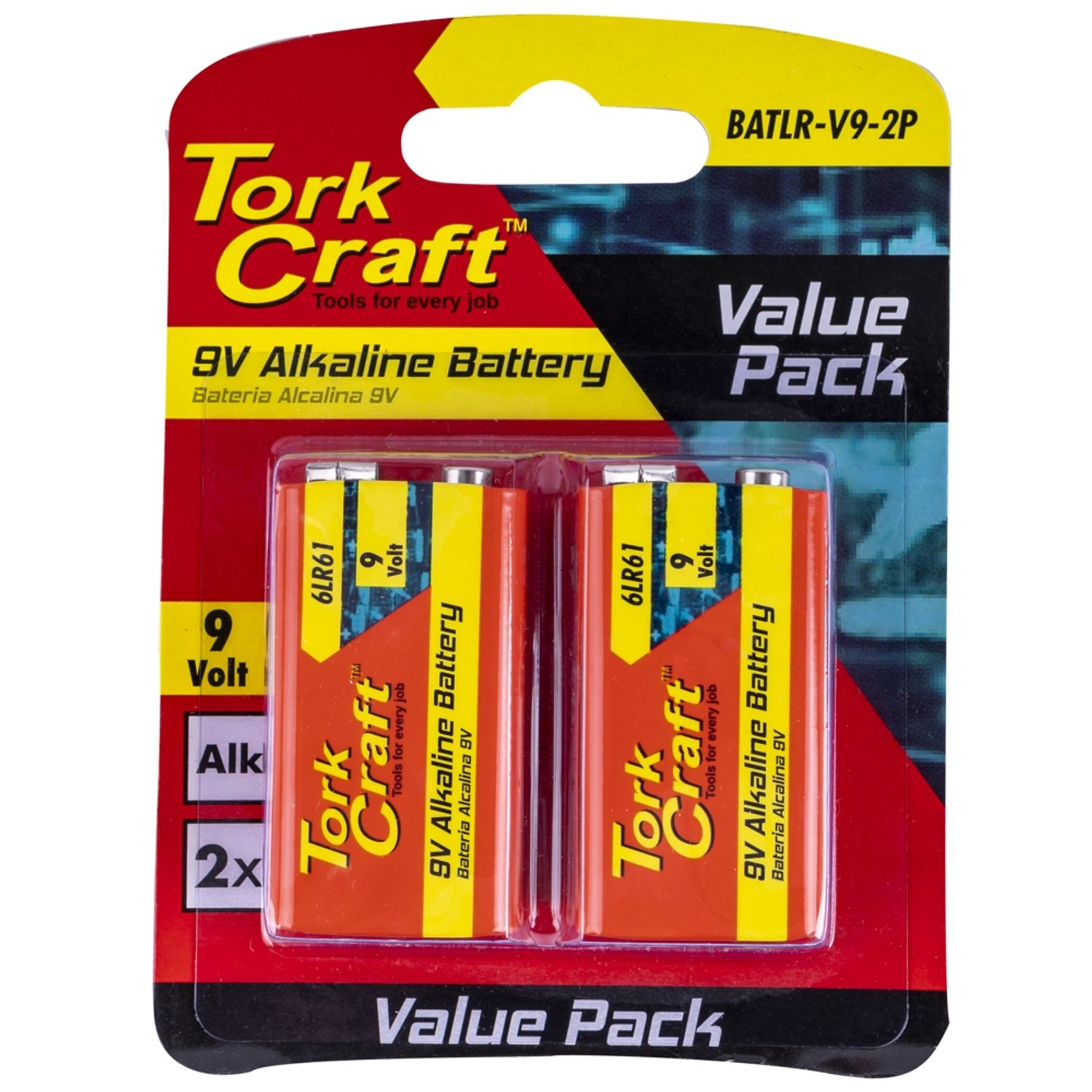 Battery 9v Alkaline X2 Per Card