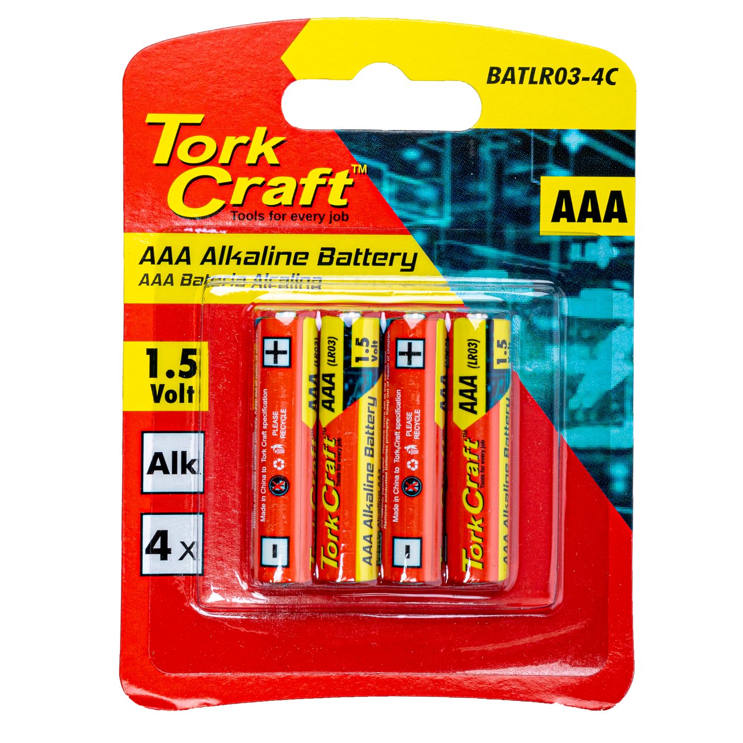 Battery Aaa 1.5v 4 Pack Carded Alkaline