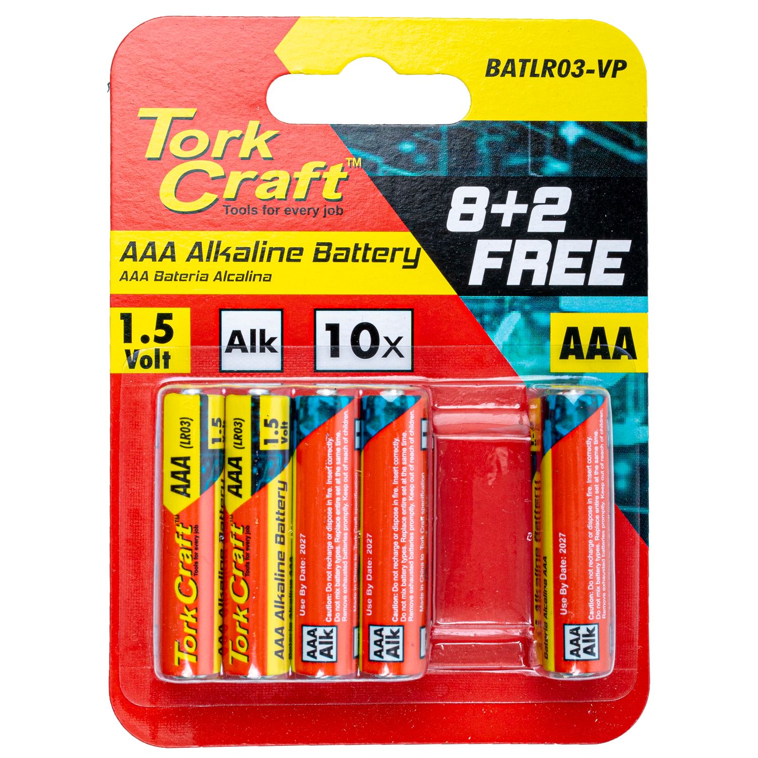Battery Aaa 1.5v Value Pack 10 Pack 8 + 2 Free Carded Alkaline