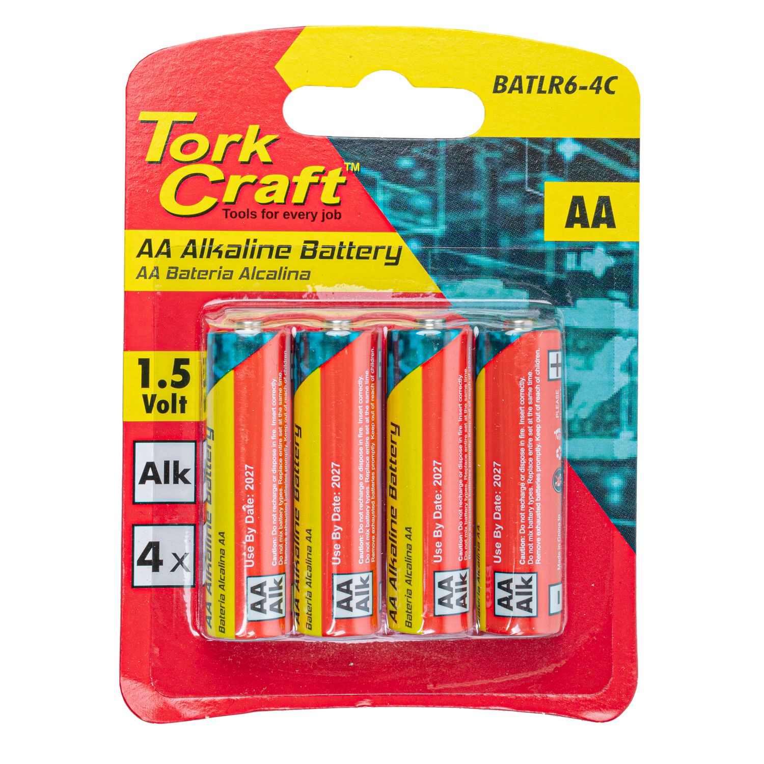 Battery Aa 1.5v 4 Pack Carded Alkaline