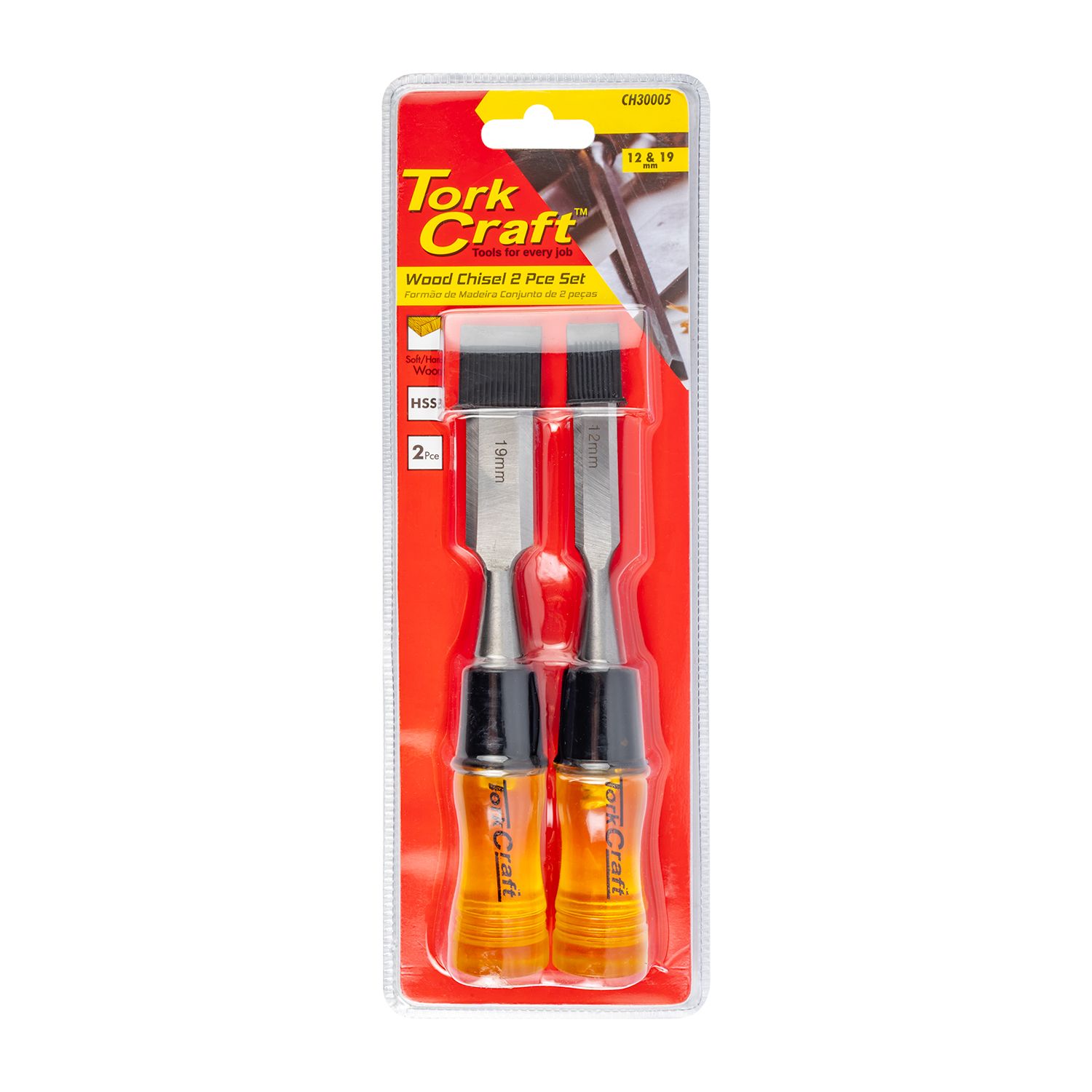 Wood Chisel 100mm Blade 2pc 12/19mm With Pvc Handle
