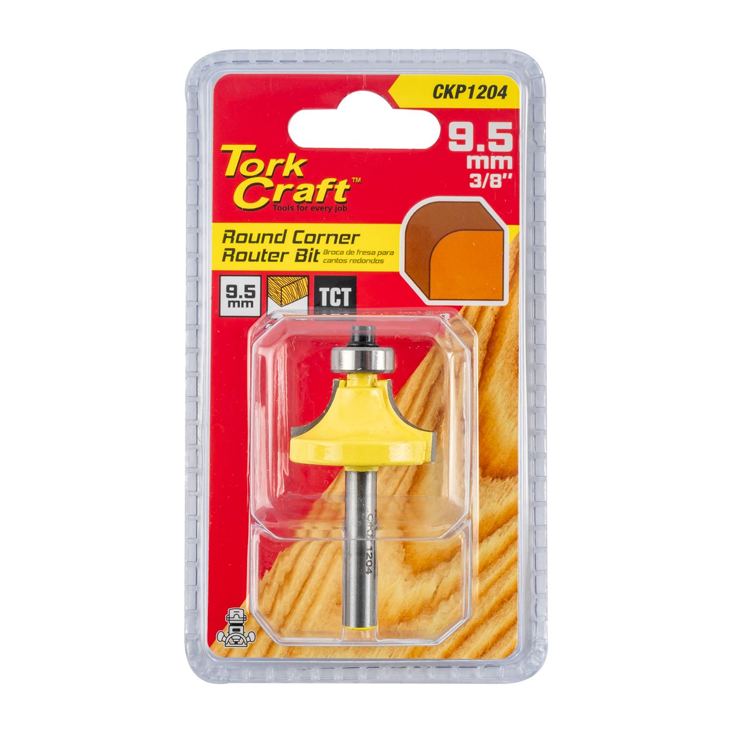 TORK CRAFT  CKP1204 Corner Round Router Bit 3/8 Inch Radius with 1/4 Inch Shank