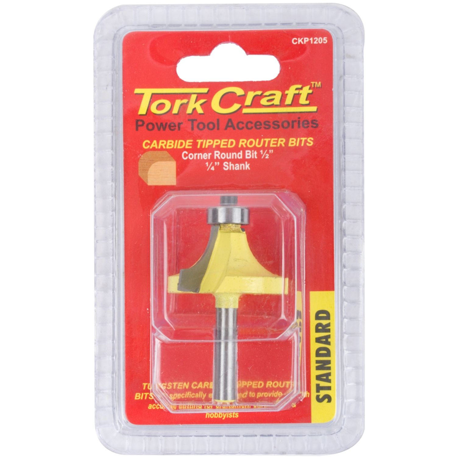 TORK CRAFT  CKP1205 Corner Round Router Bit 1/2 Inch with 1/4 Inch Shank