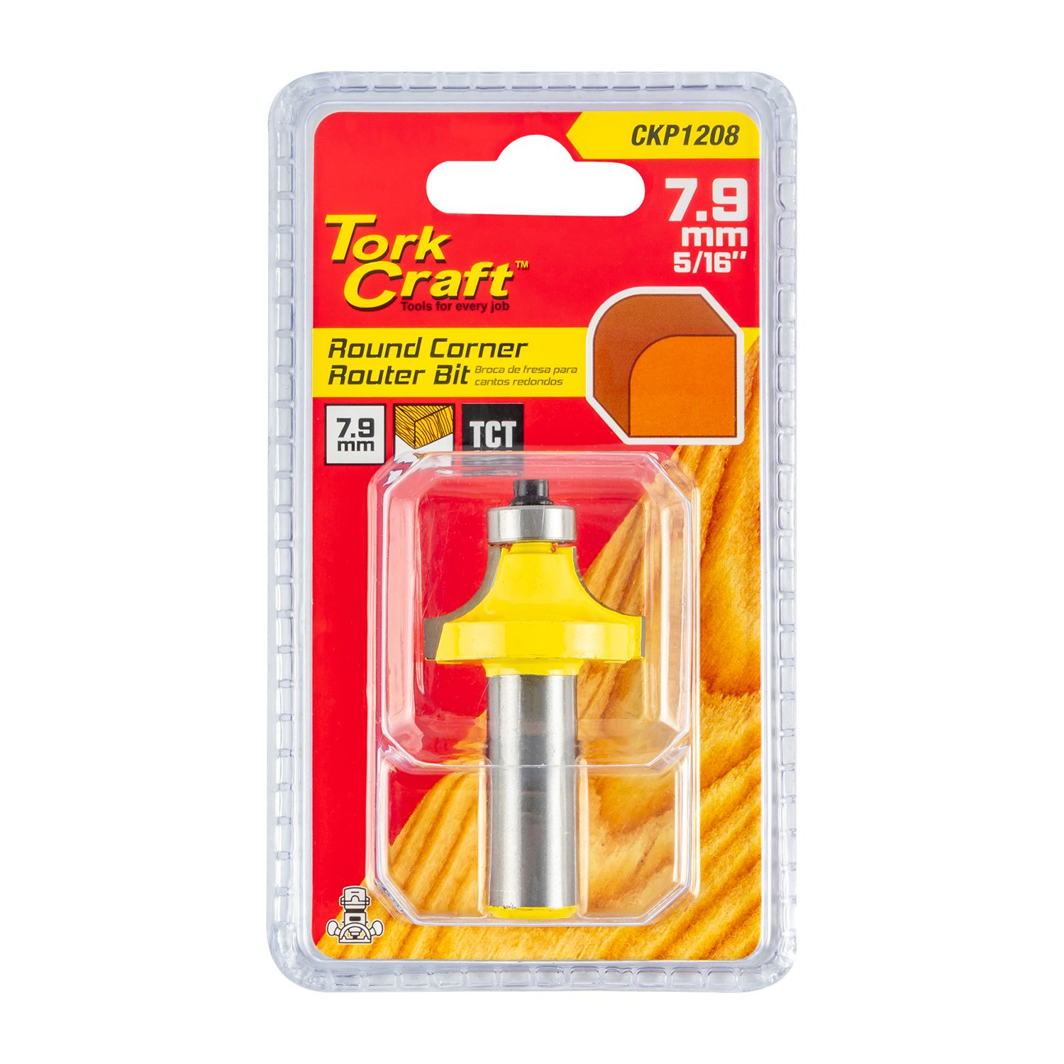 TORK CRAFT  CKP1208 Corner Round Router Bit 3/8 Inch Radius with 1/2 Inch Shank