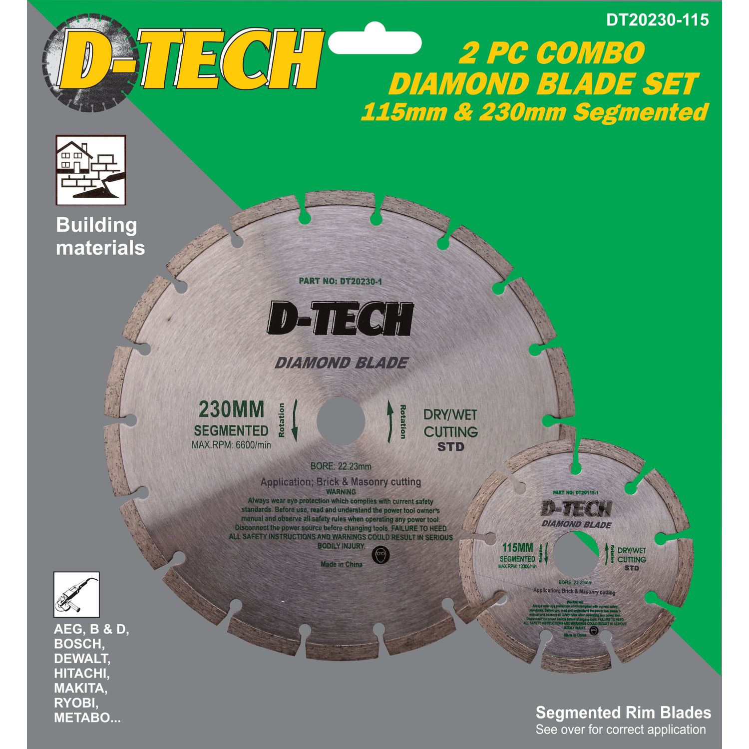 Diamond Blade 230mmx22.22mm+115mmx22.2mm Segemented