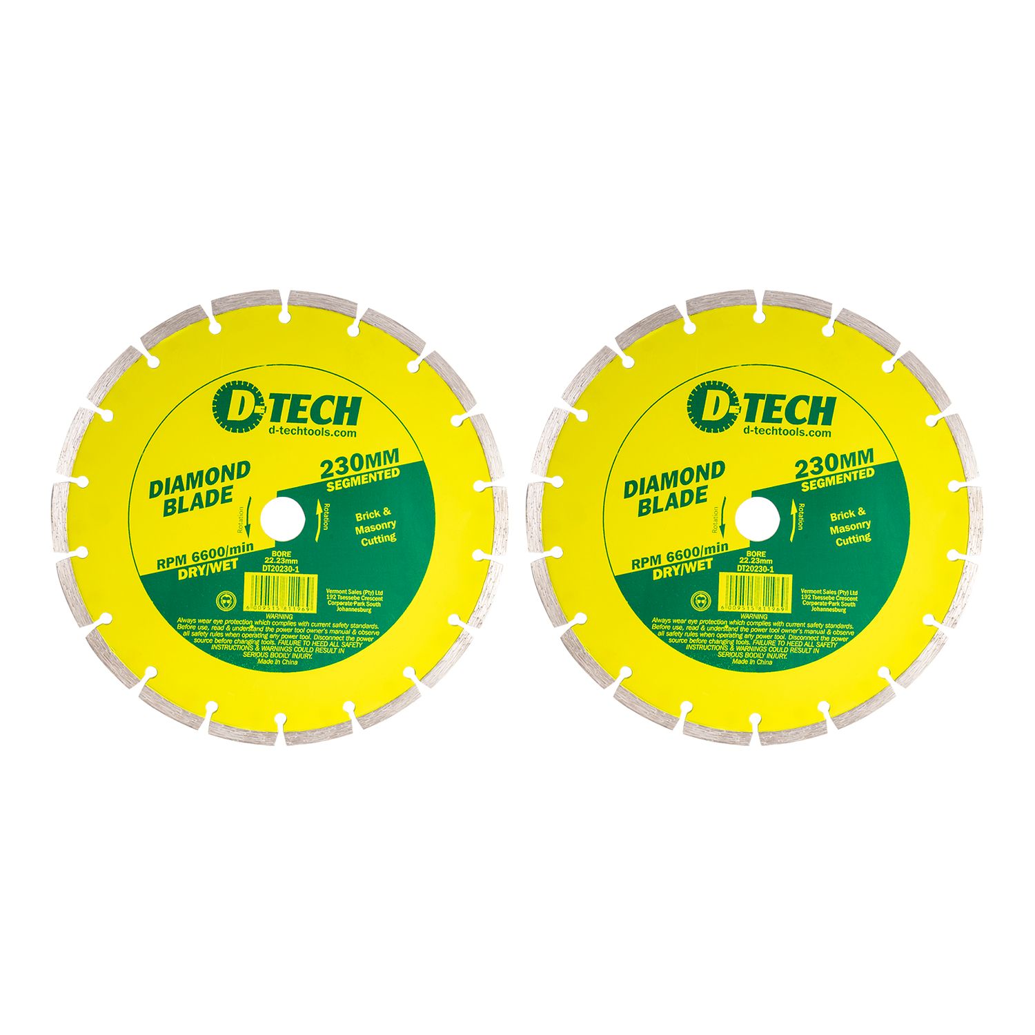 Diamond Blade Segmented Std. 230 X 22.23mm Bulk 2pc