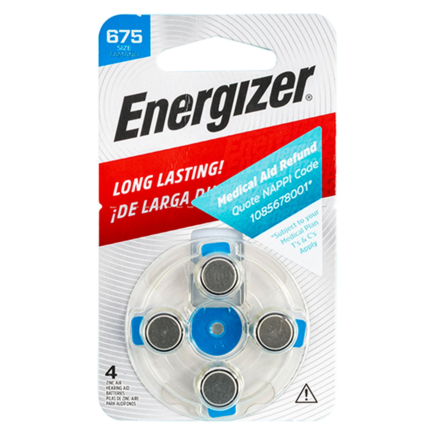 Hearing Aid Battery 675 Blue-4pack Zinc Air ENERGIZER