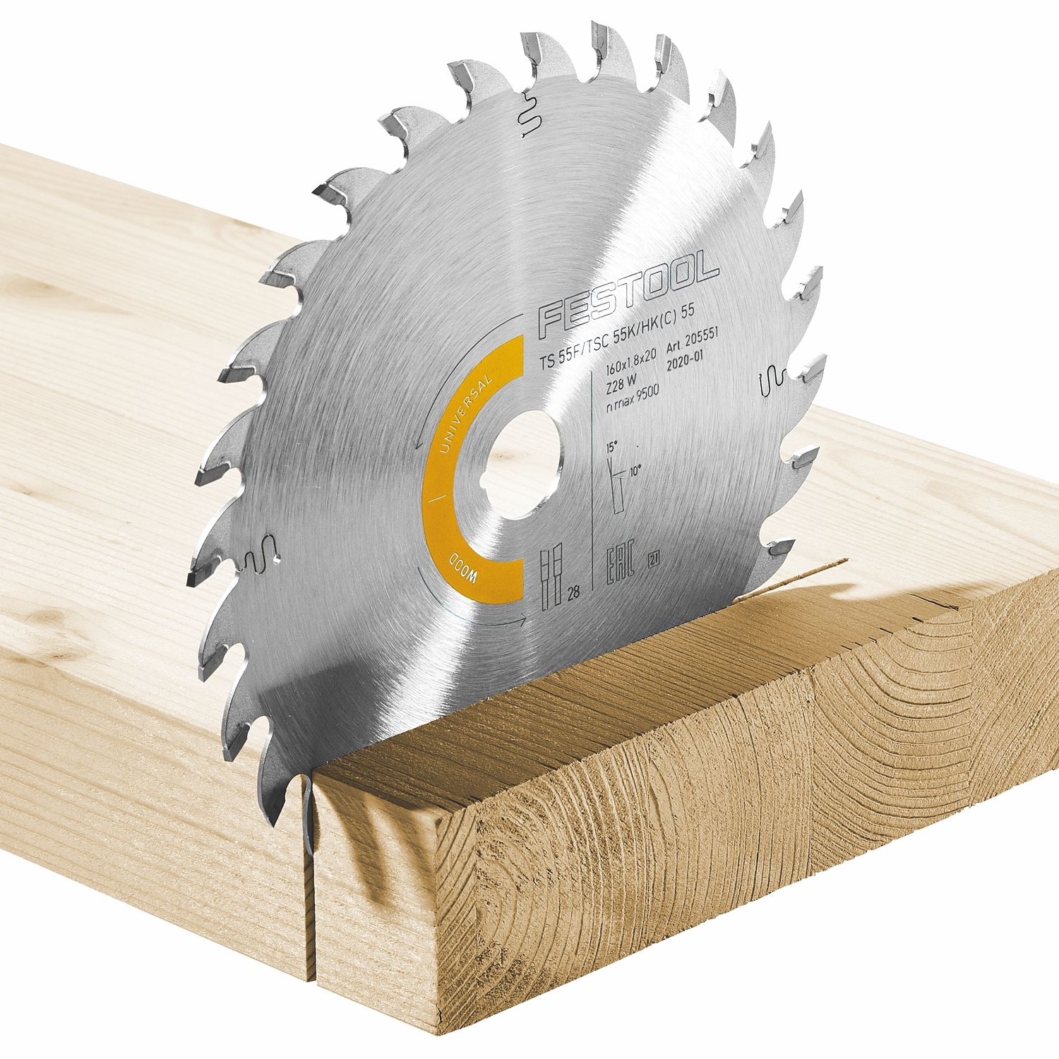FESTOOL Hw 160x1,8x20 W28 Wood Universal Circular Saw Blade 160mm 28t