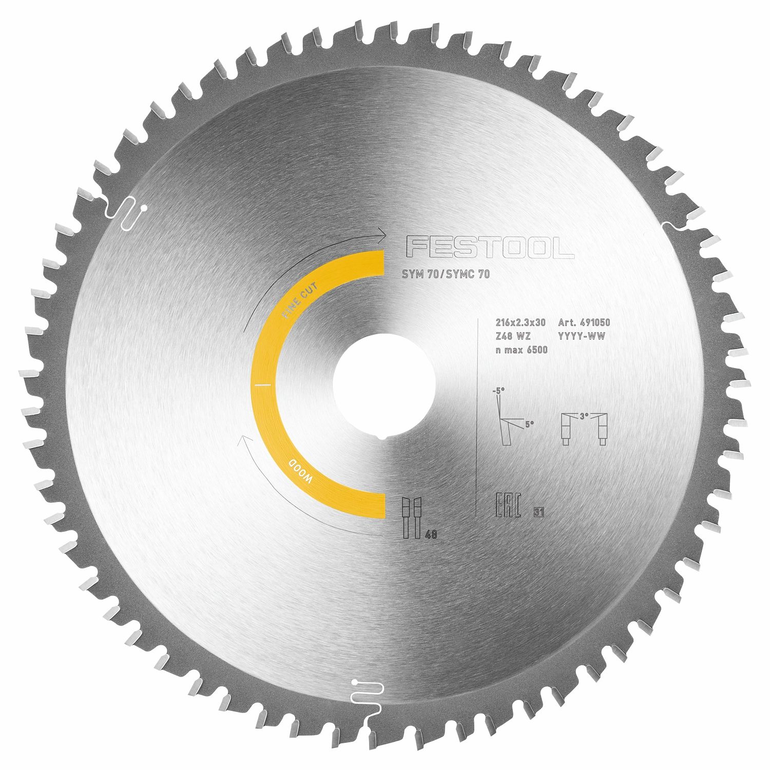FESTOOL HW 216x2,3x30 W48 Wood Fine Cut Saw Blade 216mm 48T