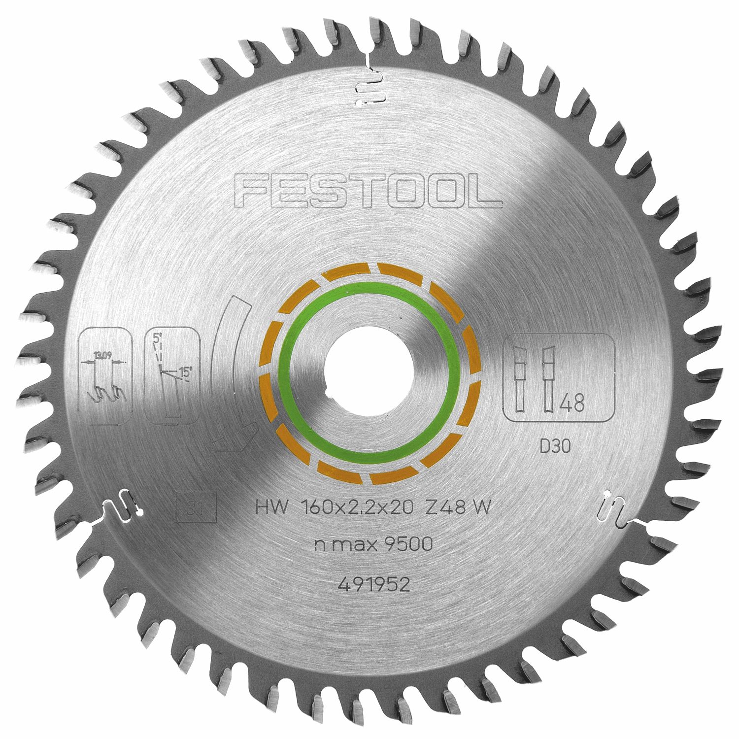 FESTOOL HW 160x2,2x20 W48 WOOD FINE CUT 160mm 48-Tooth Saw Blade