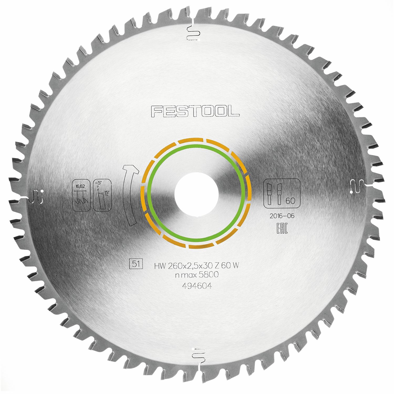 FESTOOL Wood Universal Saw Blade HW 260x2.5x30 W60 for KS 120 & KS 88