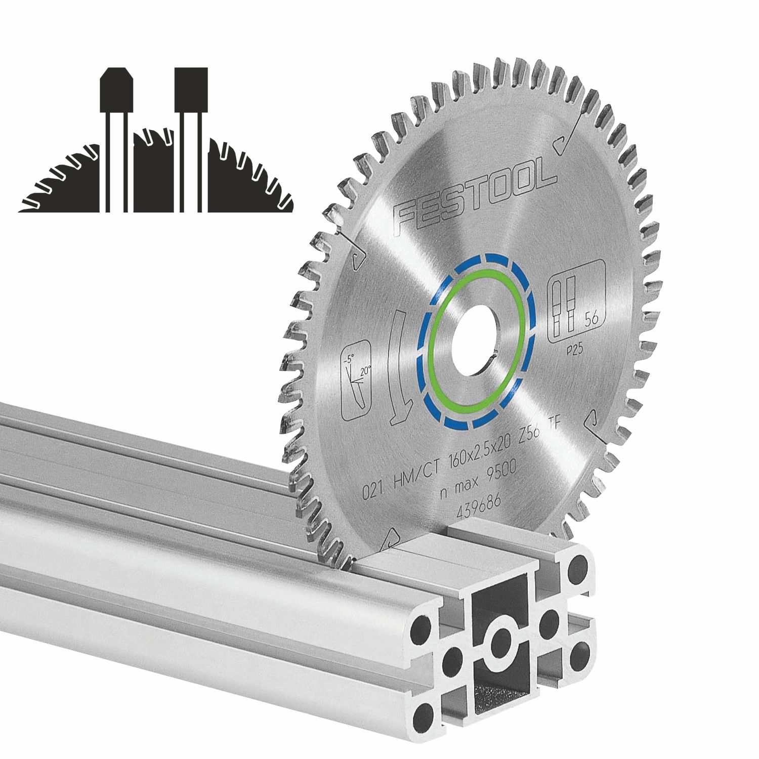 FESTOOL HW 160x2,2x20 TF52 Aluminium and Plastics Saw Blade