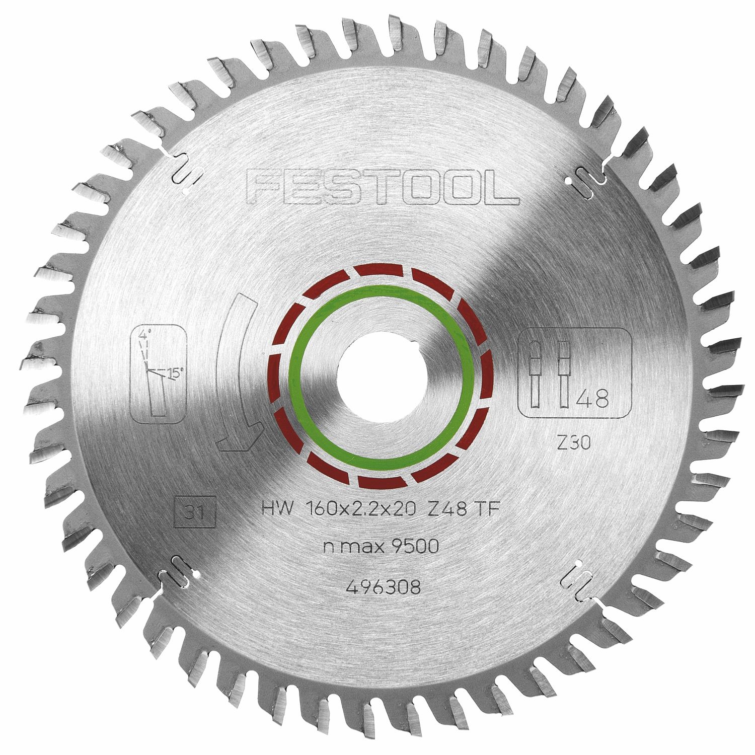 FESTOOL HW 160x2,2x20 TF48 LAMINATE/HPL Saw Blade 160mm 48T