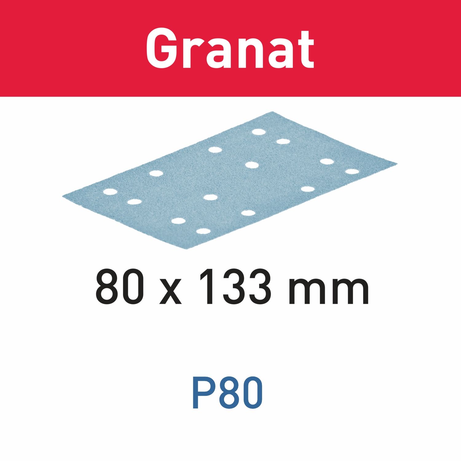 FESTOOL STF 80x133 P80 GR/50 Granat Abrasive Sheets 80 x 133mm P80 50 Piece