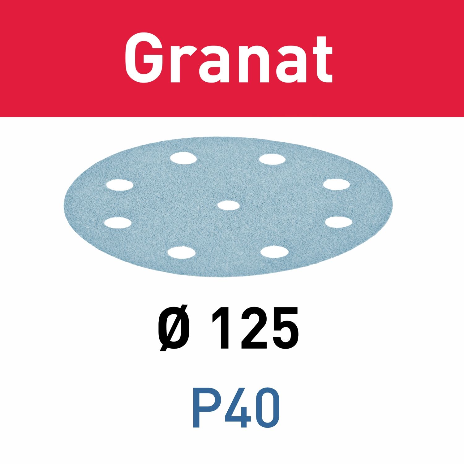 FESTOOL STF D125/8 P40 GR/10 Granat Abrasive Discs 125mm P40 10 Piece