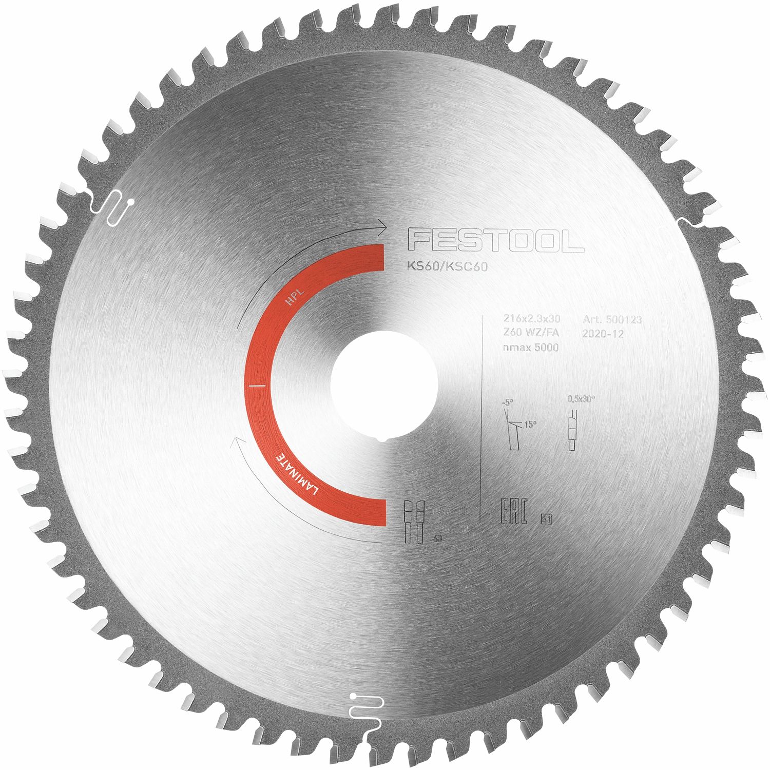 FESTOOL Laminate/HPL Saw Blade HW 216x2.3x30 WZ/FA60 for KS 60 & KSC 60