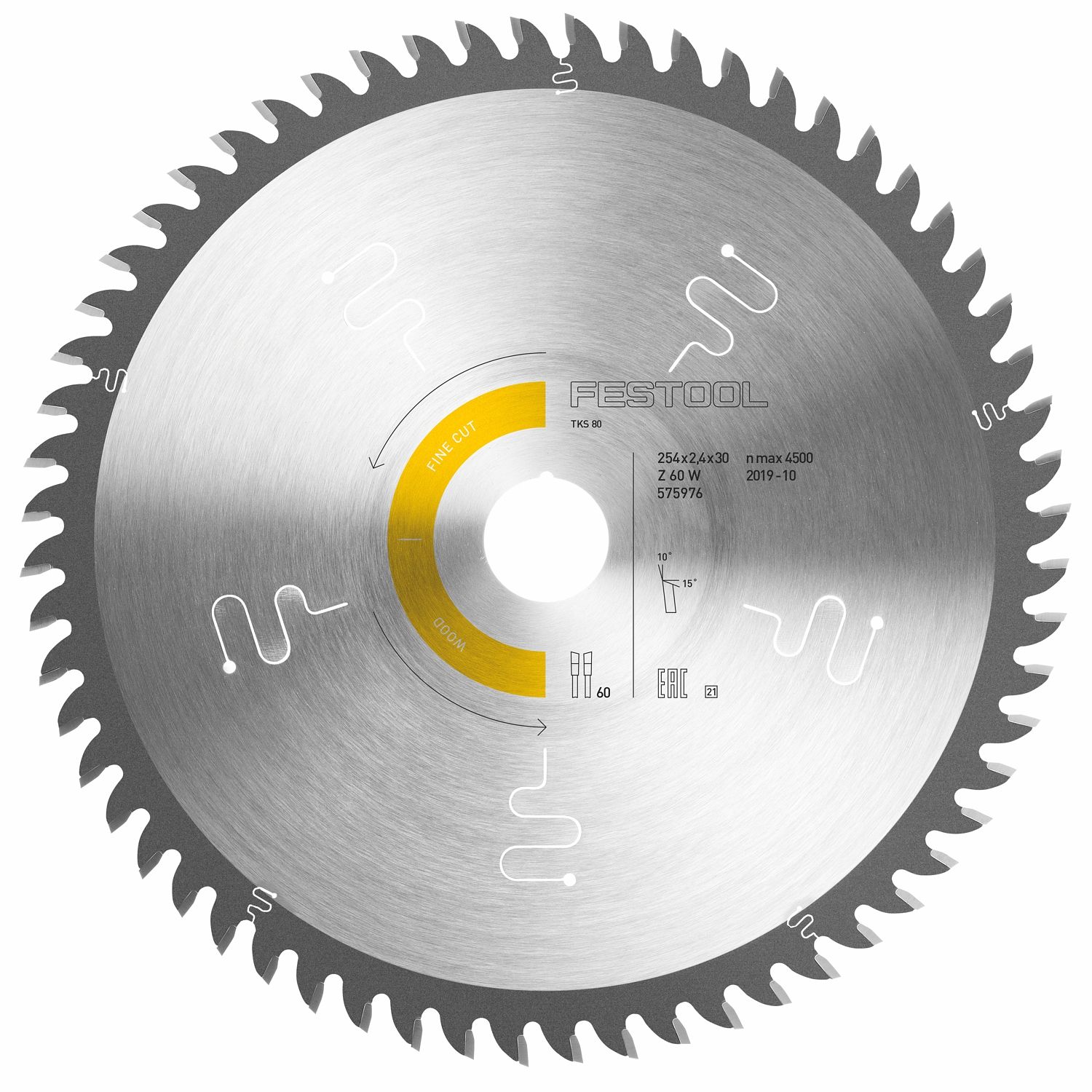FESTOOL HW 254x2,4x30 W60 WOOD FINE CUT Saw Blade For TKS 80