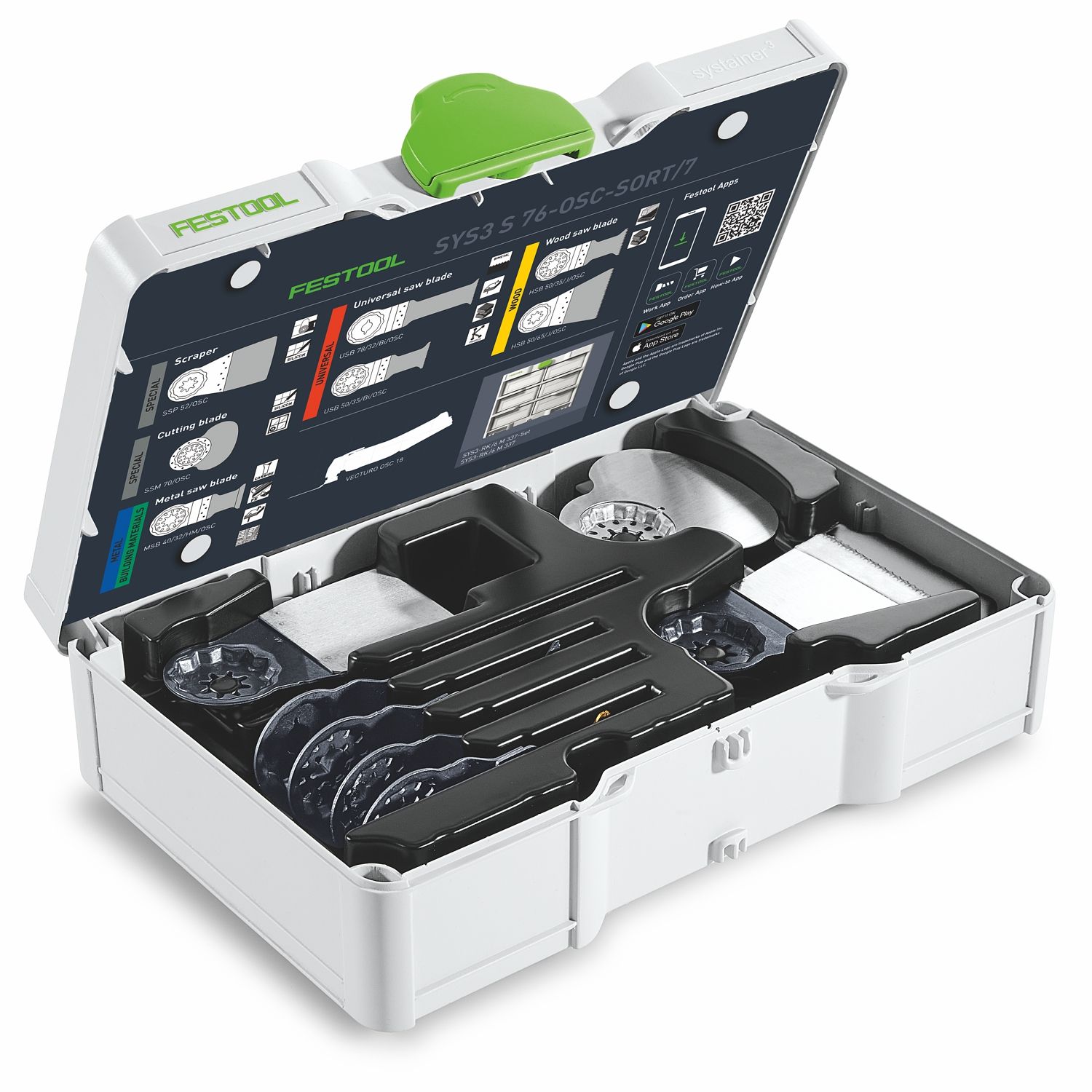 FESTOOL SYS3 S 76-OSC-SORT/7 Oscillator Saw Blade Set in Systainer&sup3;