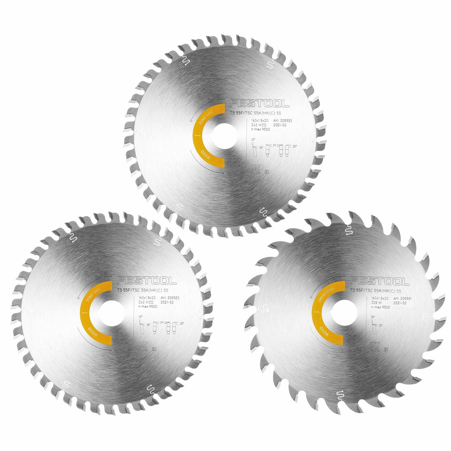 FESTOOL KSB-SORT/3 W 160x1,8 Circular Saw Blade Set 160mm 3 Piece