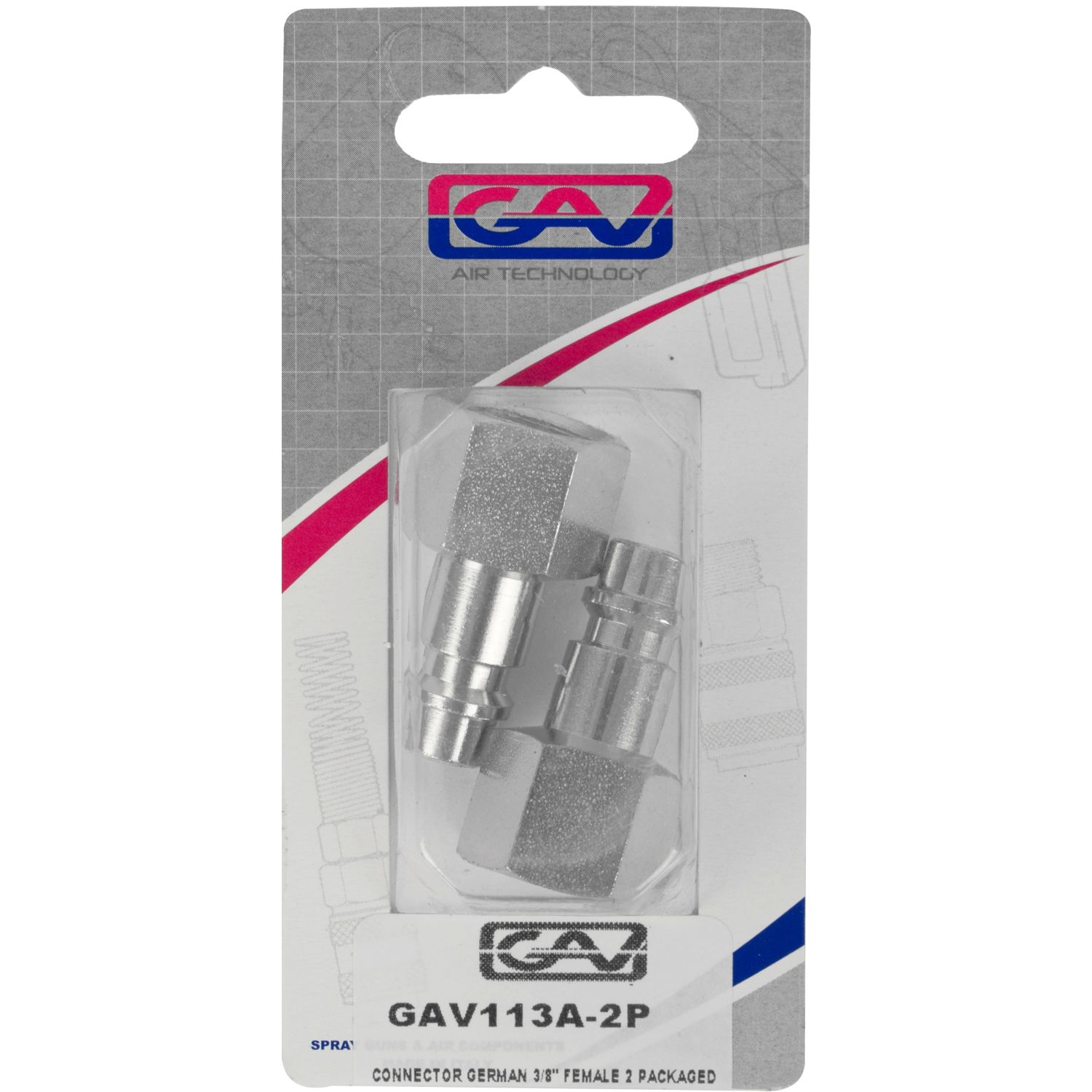 GAV113A-2P Connector German 3/8" Female 2 Packaged