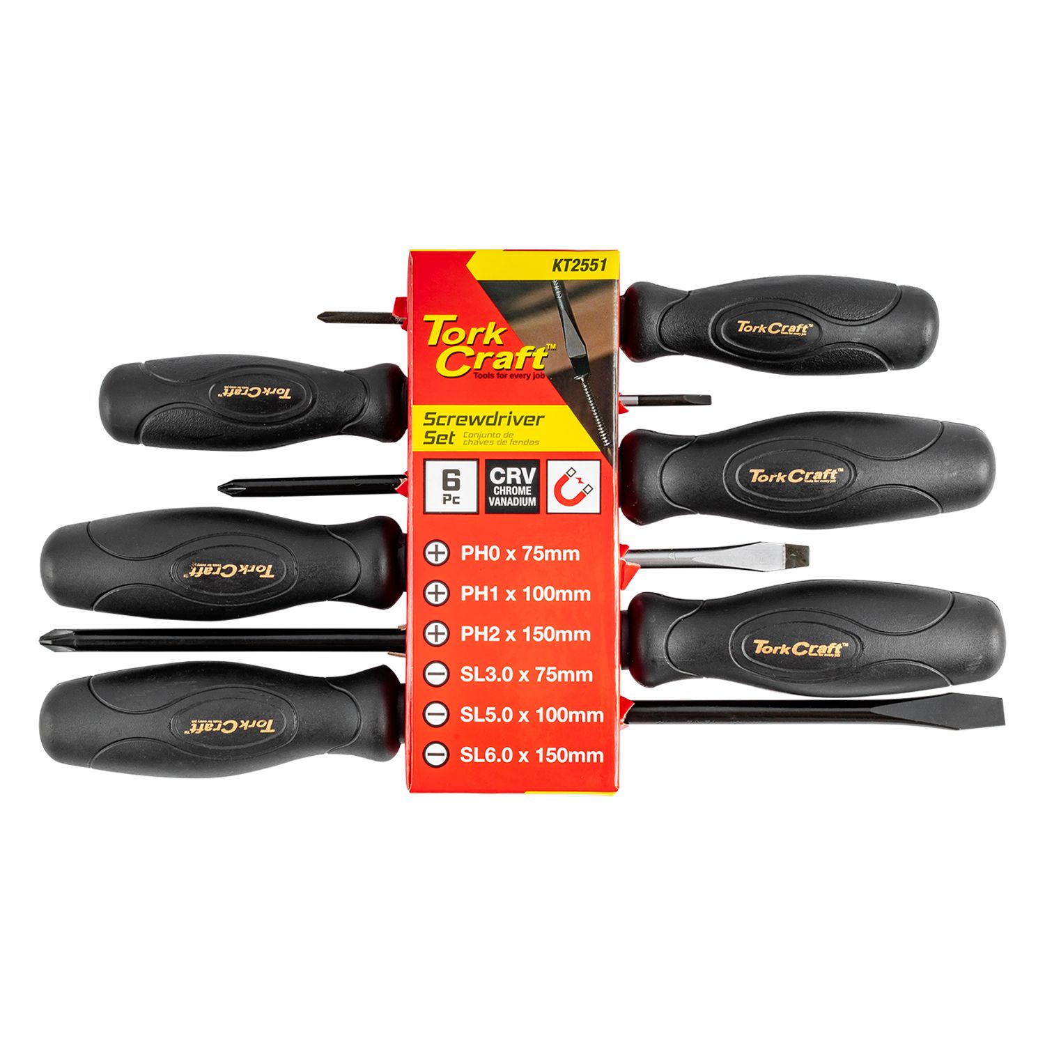6pc Screwdriver Set Black Handle
