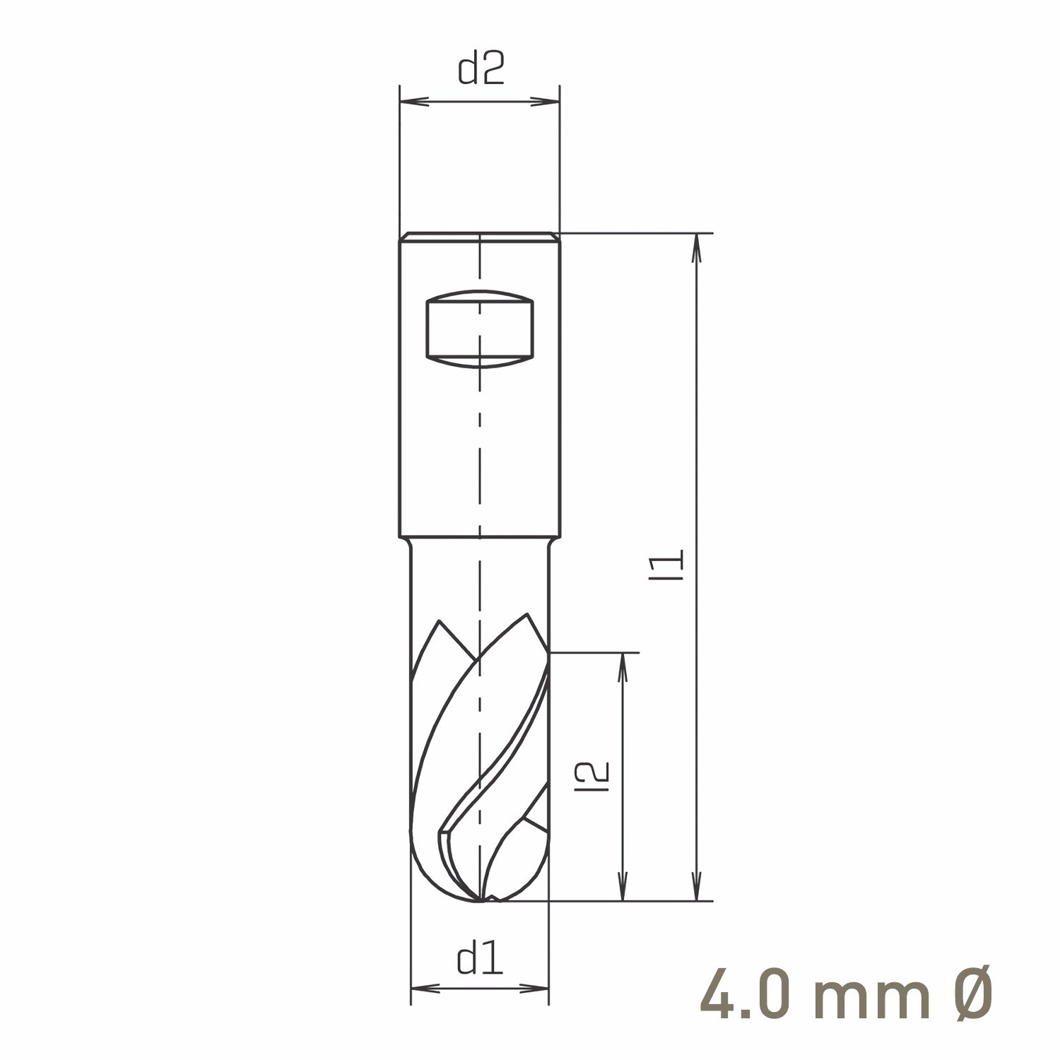 MAYKESTAG HSS-Co8 Slot End Mill With Radius 4mm Short Series 2 Flute Centre Cutting