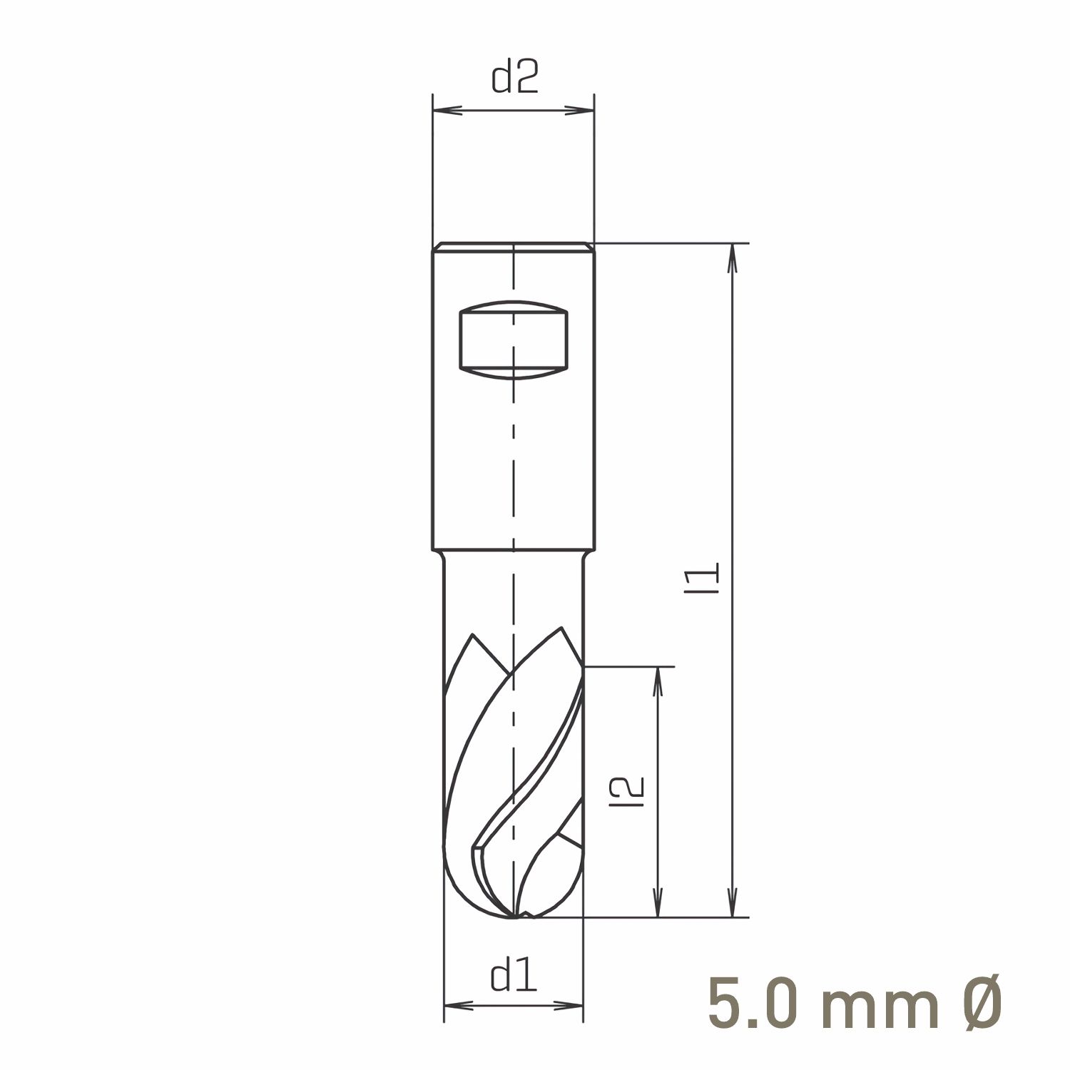 MAYKESTAG HSS-Co8 Slot End Mill With Radius 5mm Short Series 2 Flute Centre Cutting