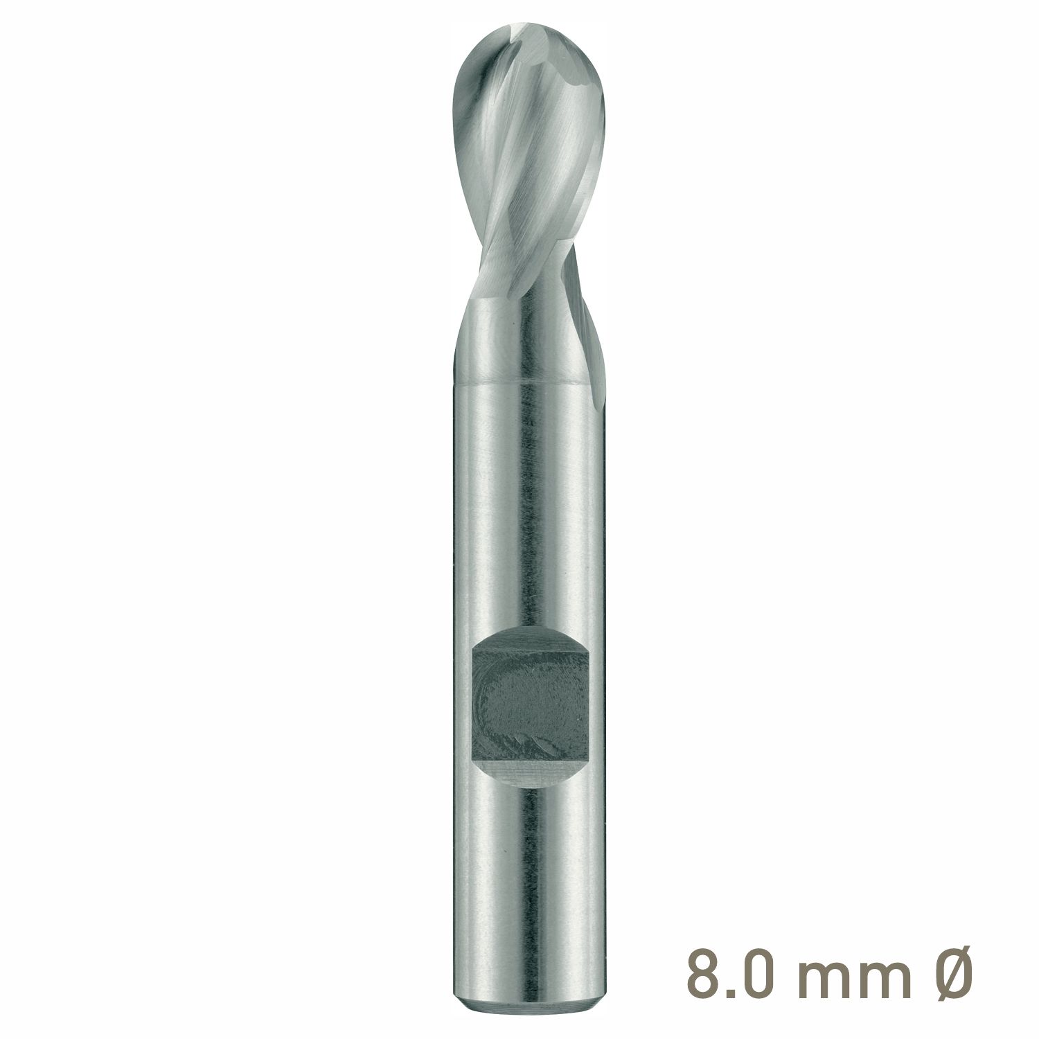 MAYKESTAG HSS-Co8 Slot End Mill With Radius 8mm Short Series 2 Flute Centre Cutting