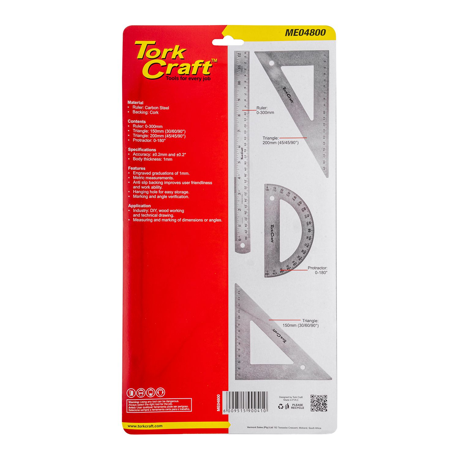 Protractor Ruler & 2 X Traingle Set 4pc