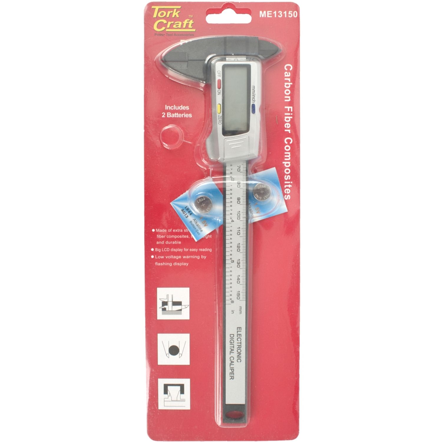 Vernier Carbon Fibre 150mm Metric / Inch Digital 0.01mm Acc.
