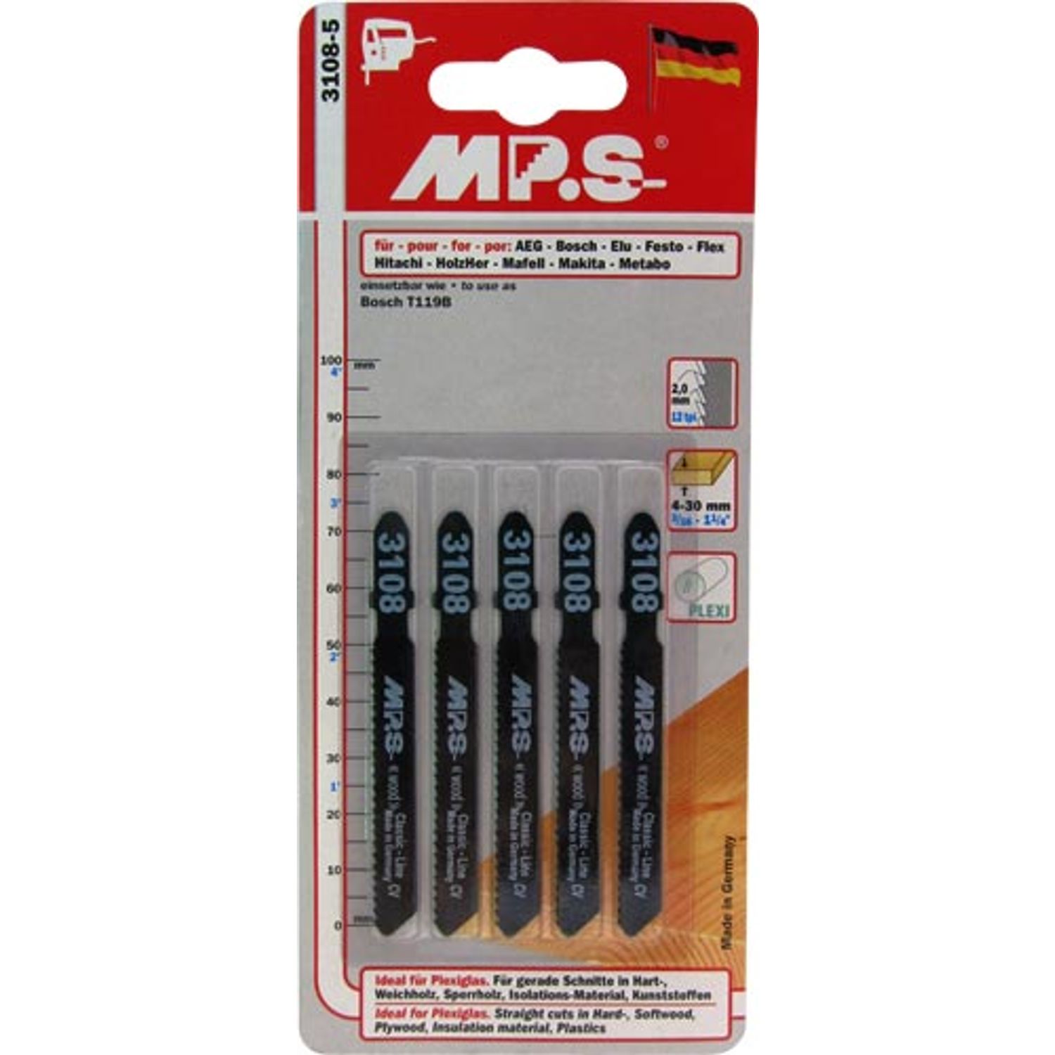 Jigsaw Blade 75mm 12tpi T-shank T119b