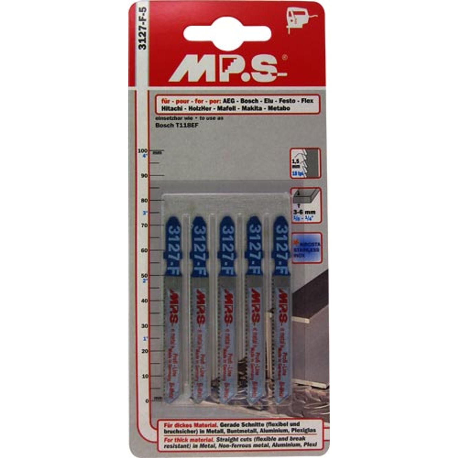 Jigsaw Blade T-shank 75mm Metal 18tpi T118ef