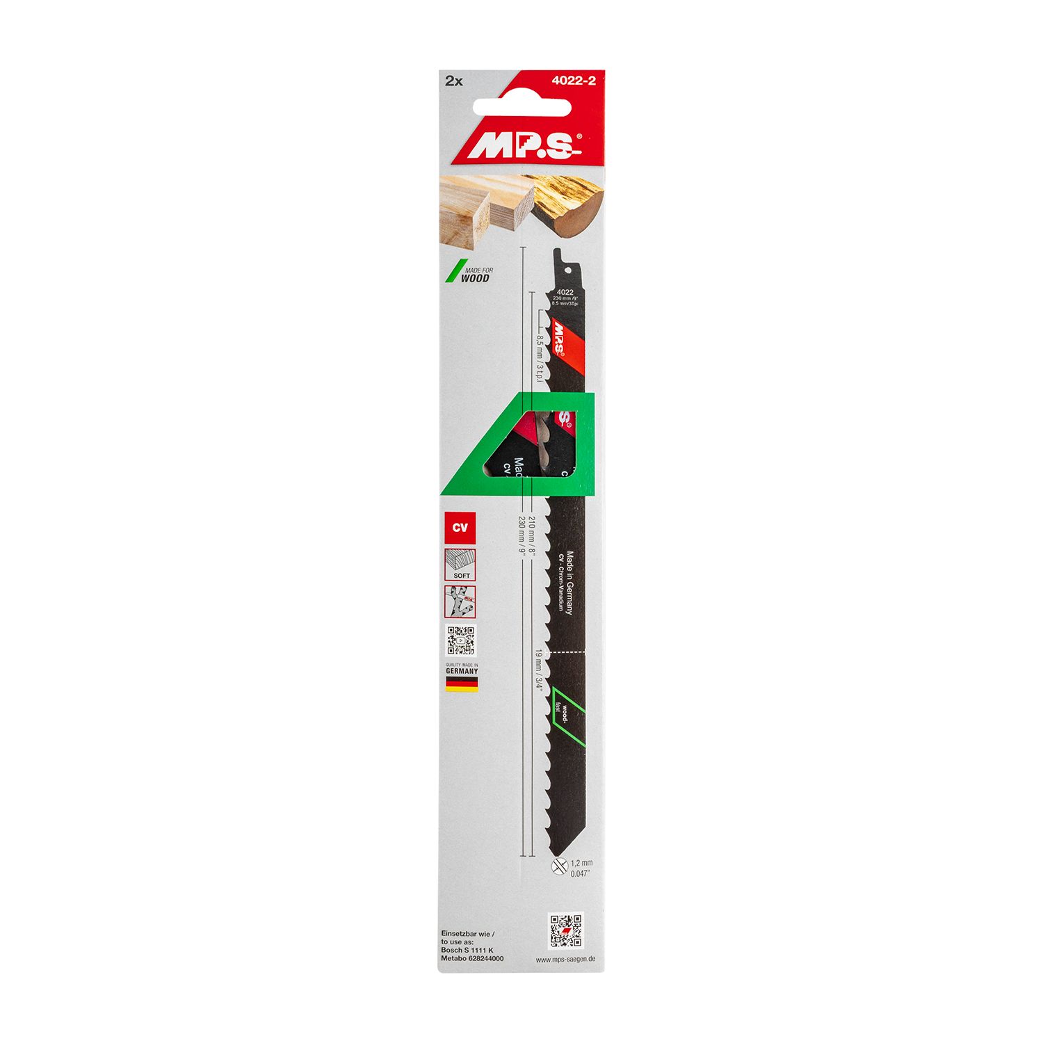 Sabre Saw Blade Soft Wood, Const And Firewood 230mm 3 Tpi 2/pack