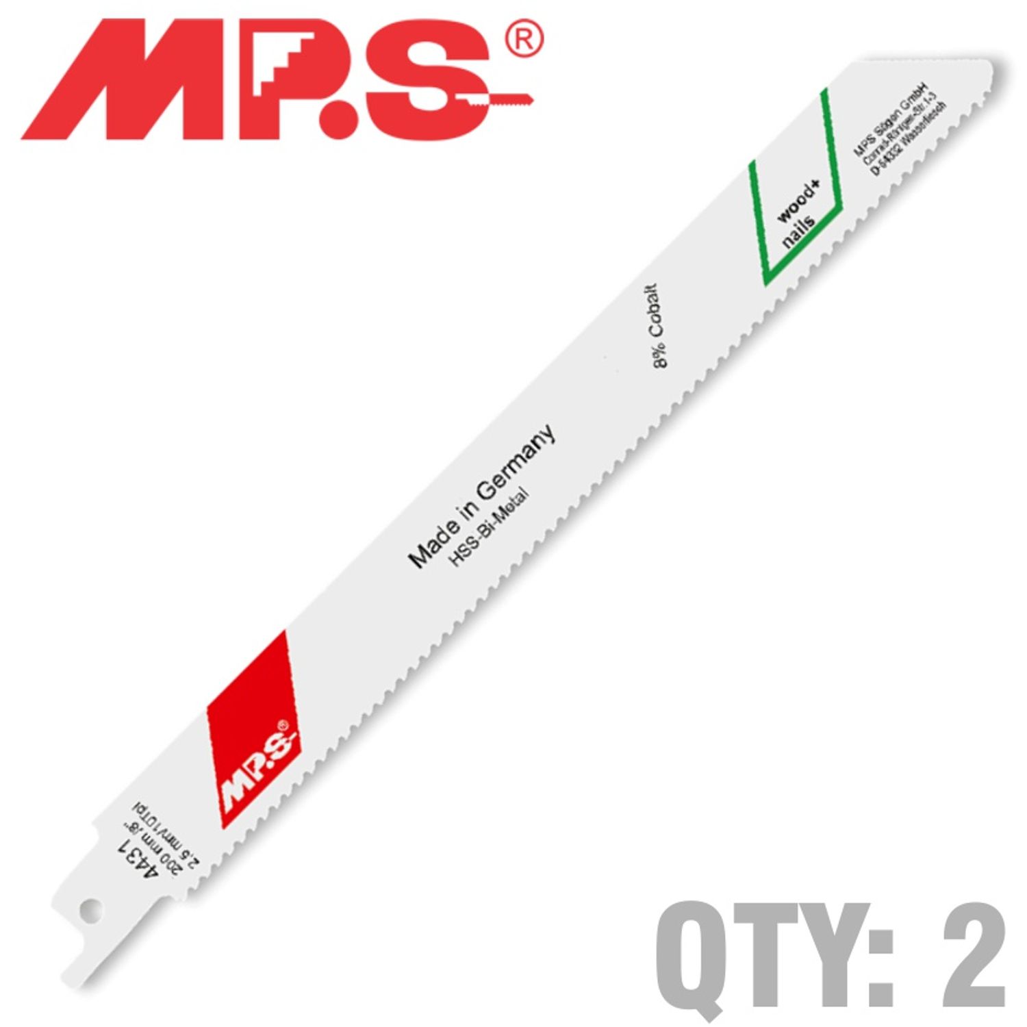 Sabre Saw Blade 10tpi 200 X 180mm Metal 2/pk