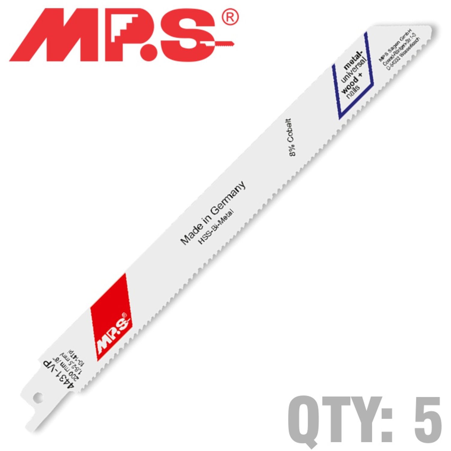 Sabre Saw Blade 200mm 14/10 Tpi 5/pack