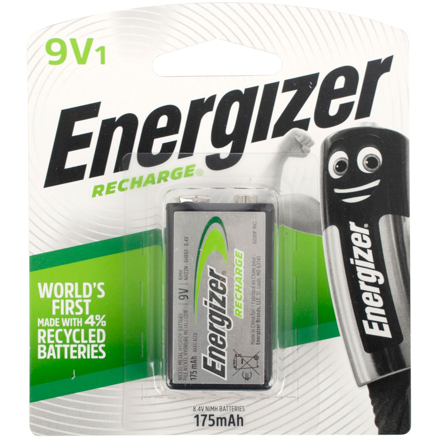 Recharge 9v Battery-1pack (moq6) ENERGIZER