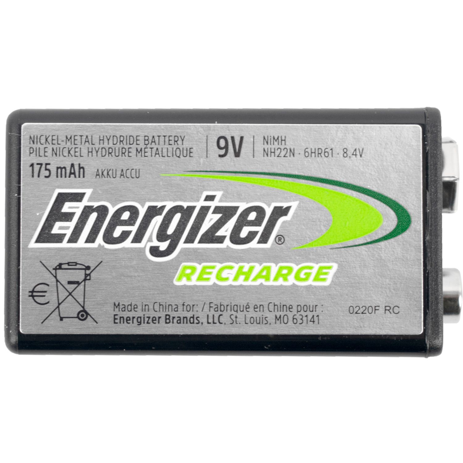 Recharge 9v Battery-1pack (moq6) ENERGIZER