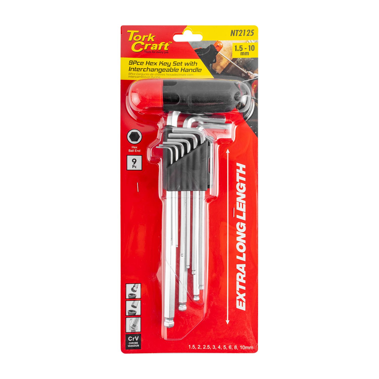 9pc Ball Point Allen Key Set With Interchangeable Handle