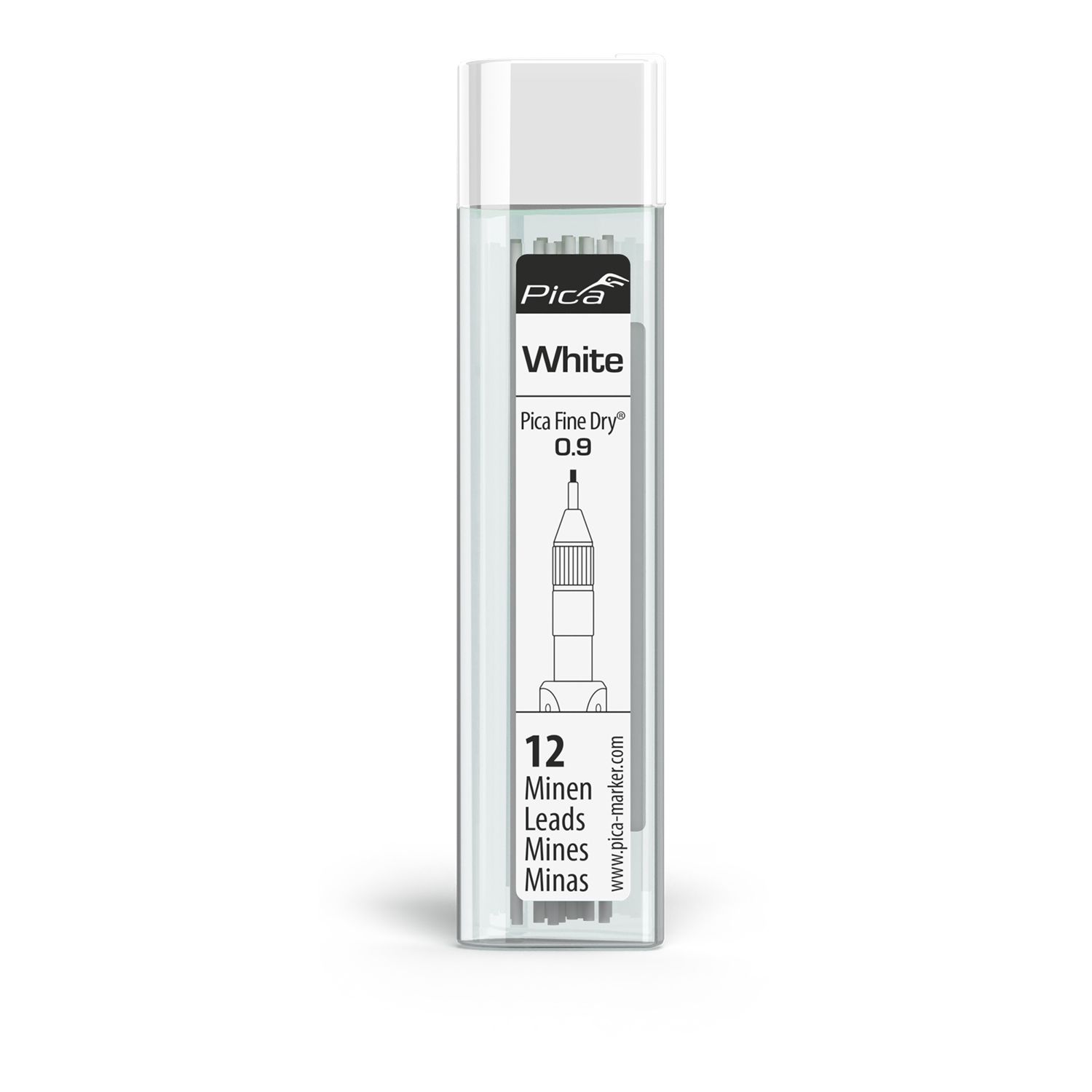 PICA Fine Dry 0.9mm Lead 12pc Refill Set White