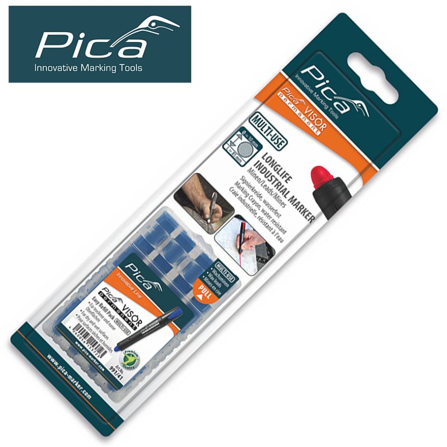 PICA Visor Permanent Marker Refills Blue 4pc In Blister