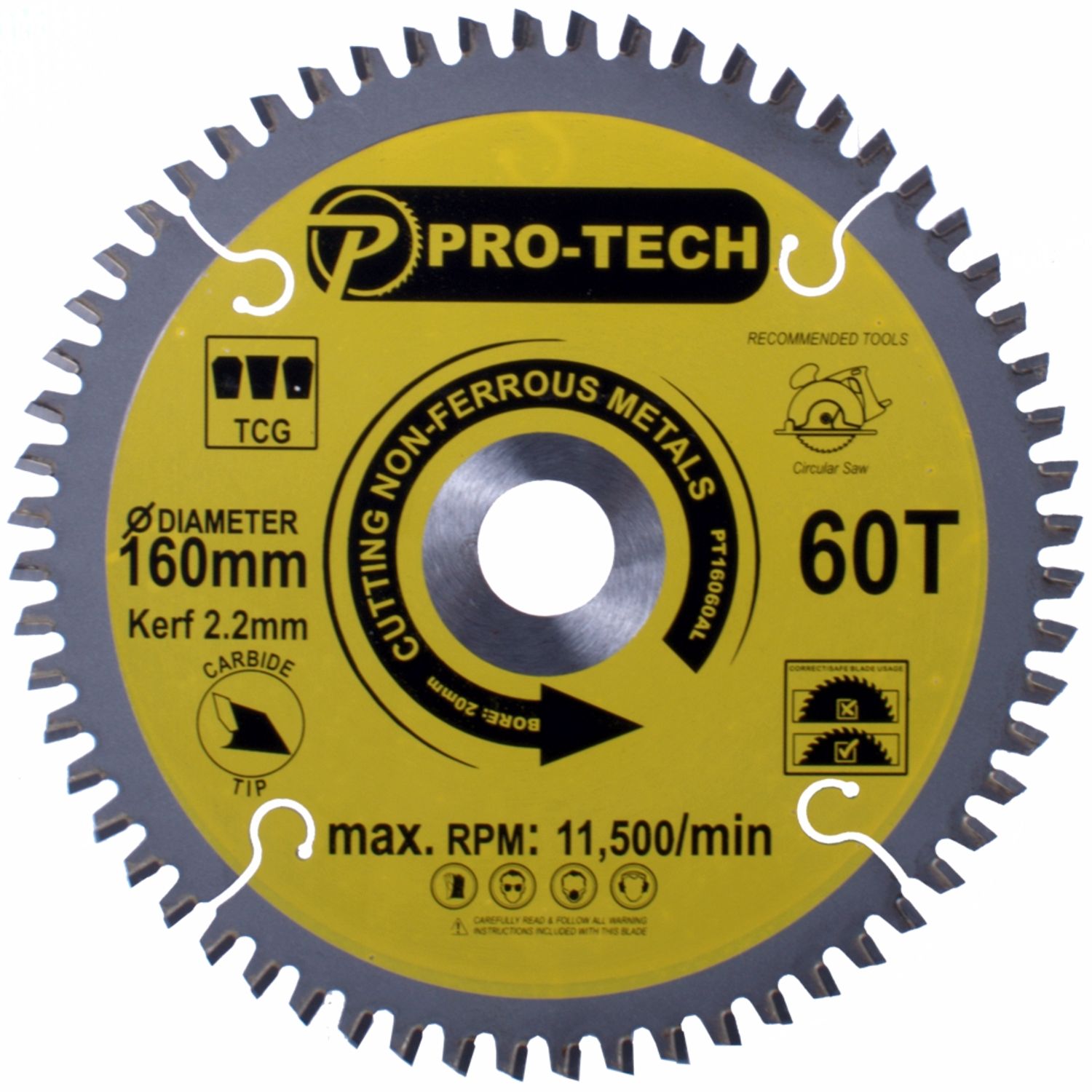 Saw Blade Tct 160 X 2.2 X 20 X 60t Alum. Prof.