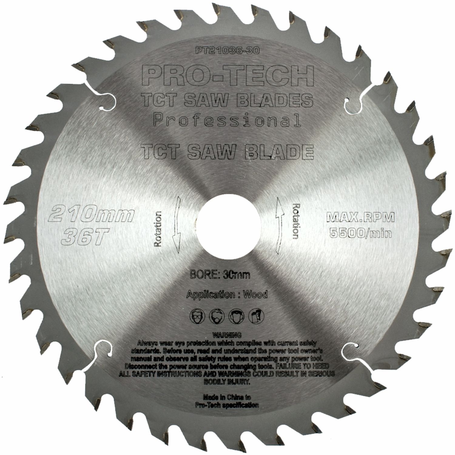 Saw Blade Tct 210x2.4x30x36t Wood Prof. PRO-TECH Fes. Ts75
