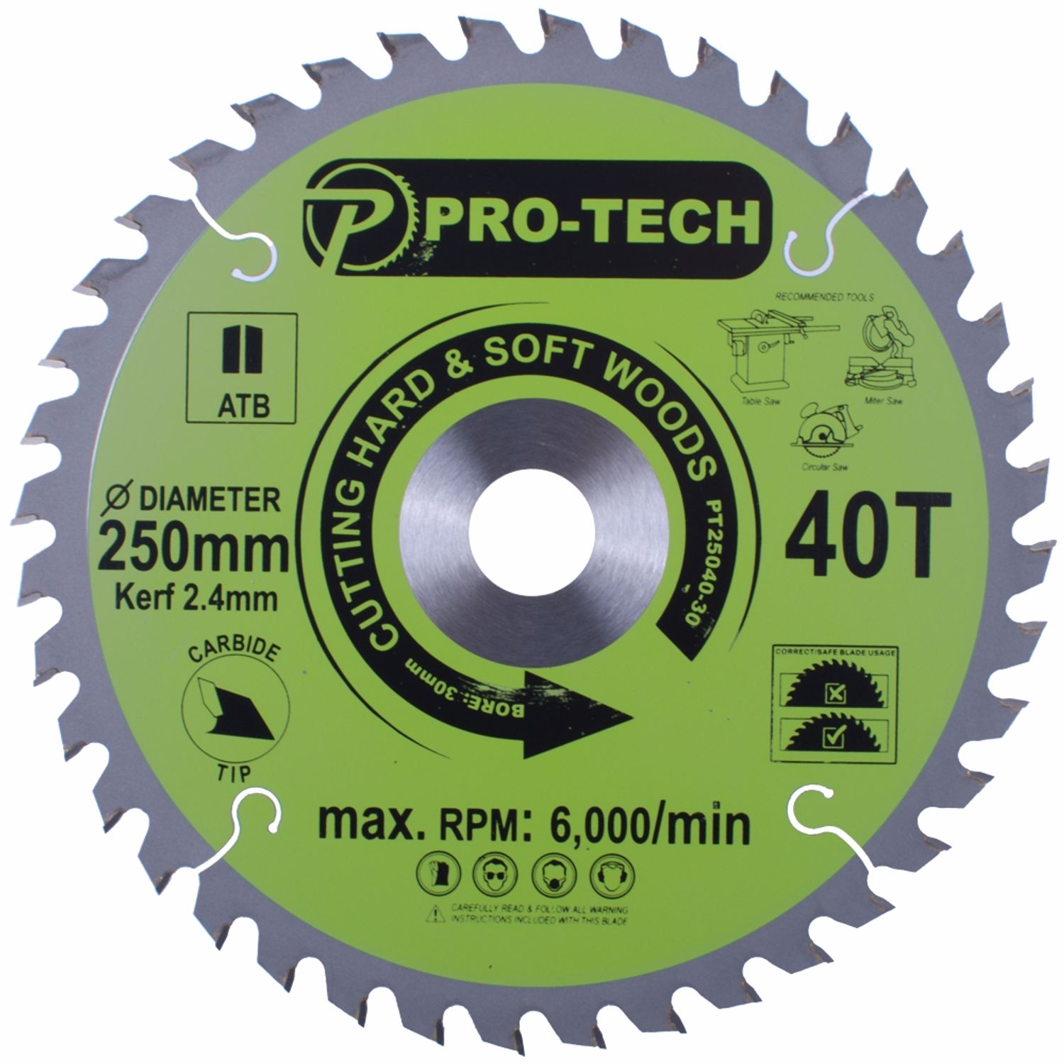 Saw Blade Tct 250 X 2.4 X 30 X 40t Wood Prof.