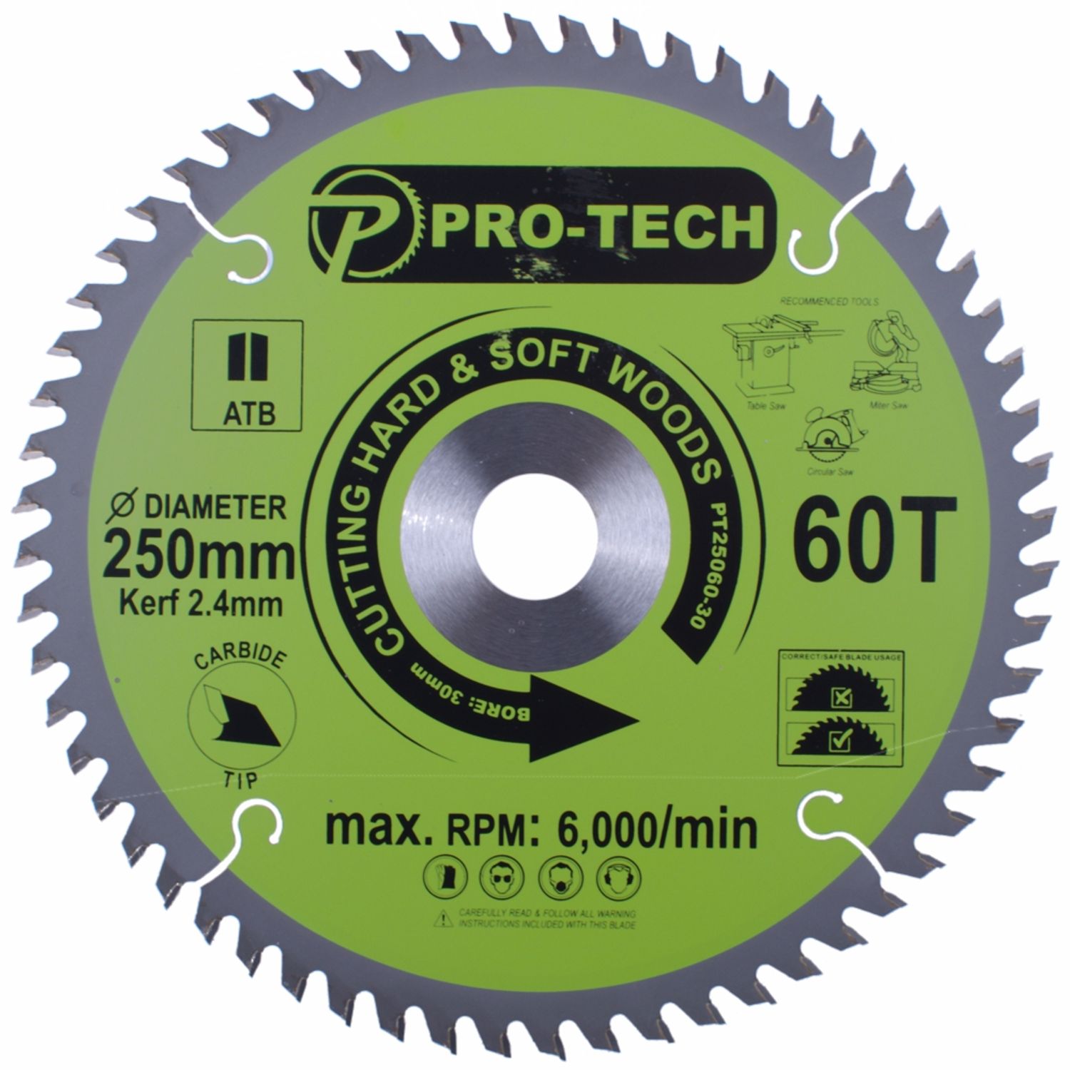 Saw Blade Tct 250 X 2.4 X 30 X 60t Wood Prof.